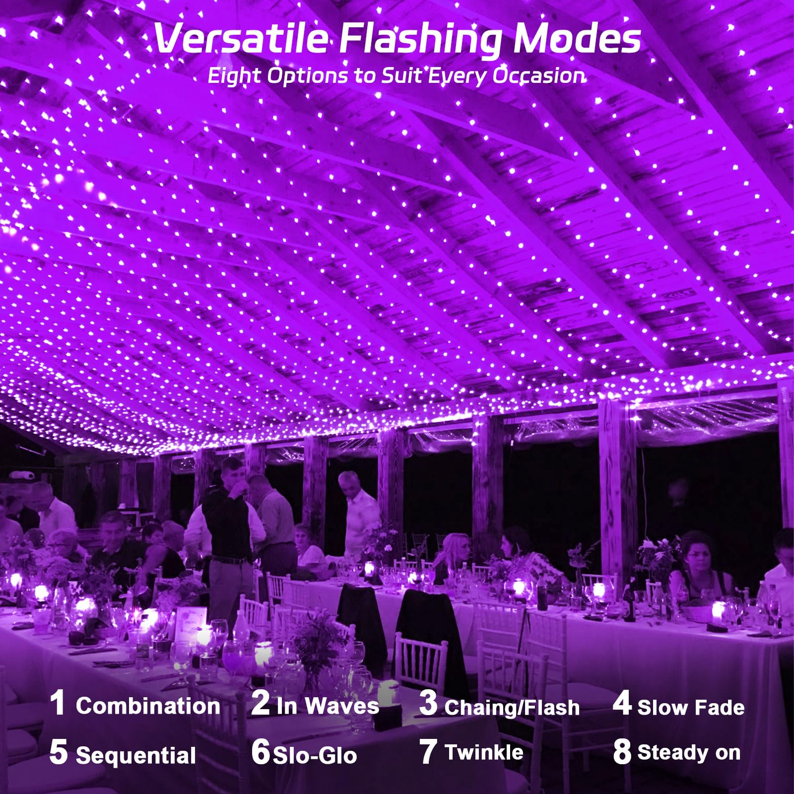 Solar Fairy Lights Purple Outdoor Waterproof,16.4Ft 50Led Halloween Solar String Lights Purple For Outside 8 Modes 2 Packs For Halloween Patio Backyard Garden Deorations Purple