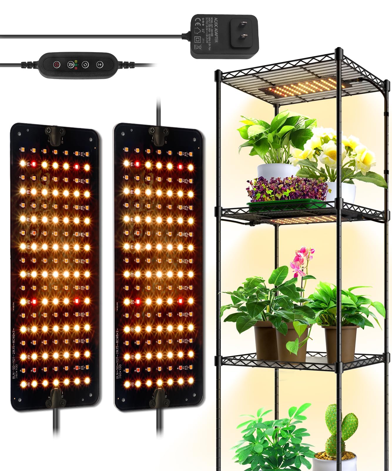 Barrina Grow Lights 20W Full Spectrum Ultra-Thin Panel, 2 Pack, Aluminum, 3 Spectrum Modes, Model DC10