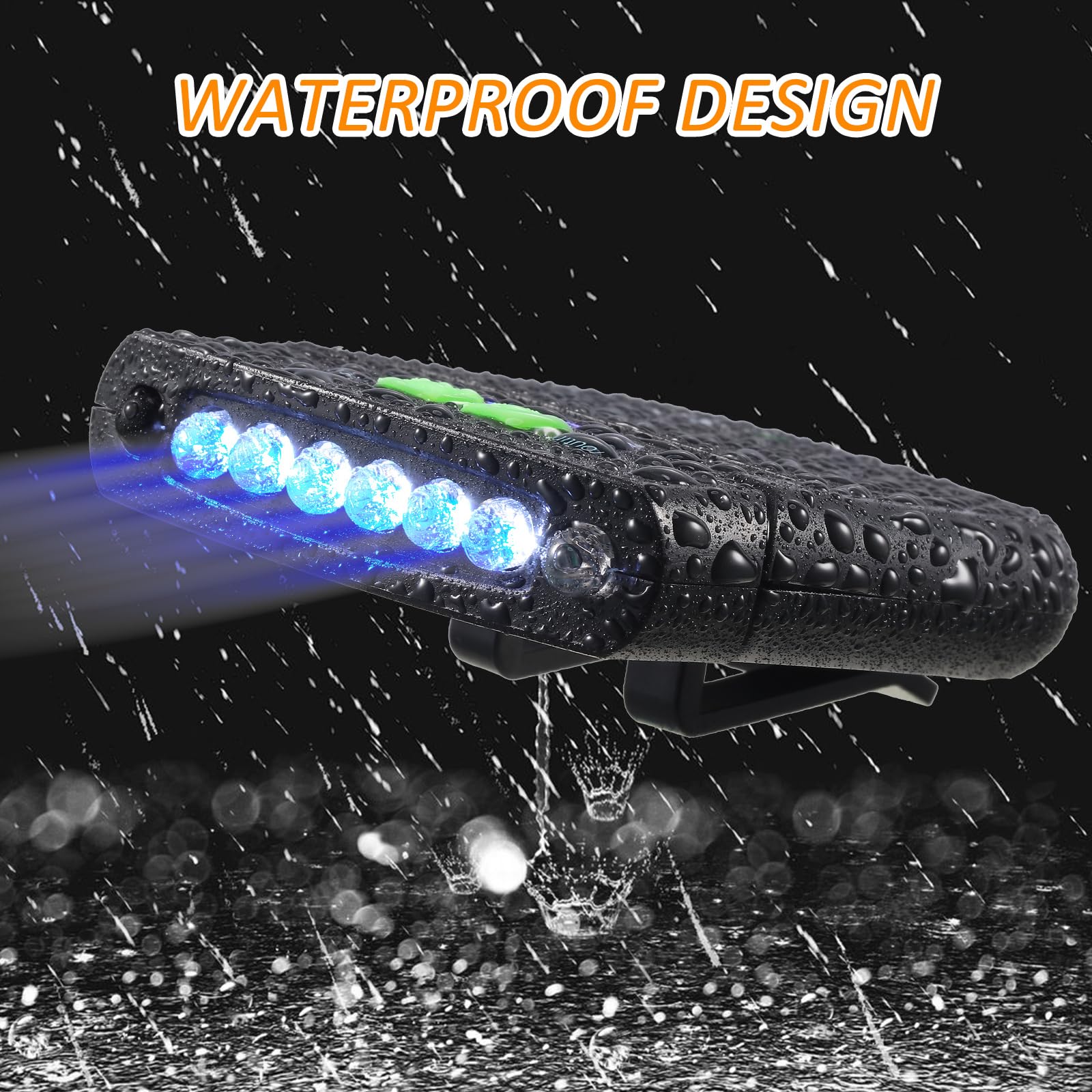 Mudder LED Clip-on Cap Lights, USB Rechargeable, Waterproof, Ultra Bright, Model Mudder-ujn8946, Color Black/Orange