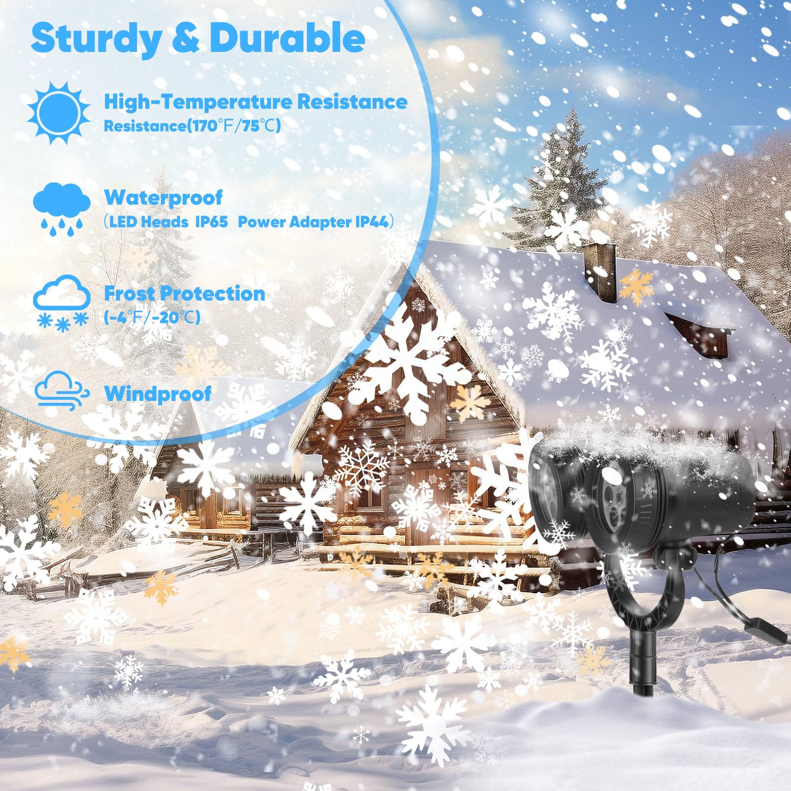 2024 Dual-Head Christmas Snowflake Projector Lights, Led Snowfall Projector Outdoor, Ip65 Waterproof & 360 Rotation, Christmas P