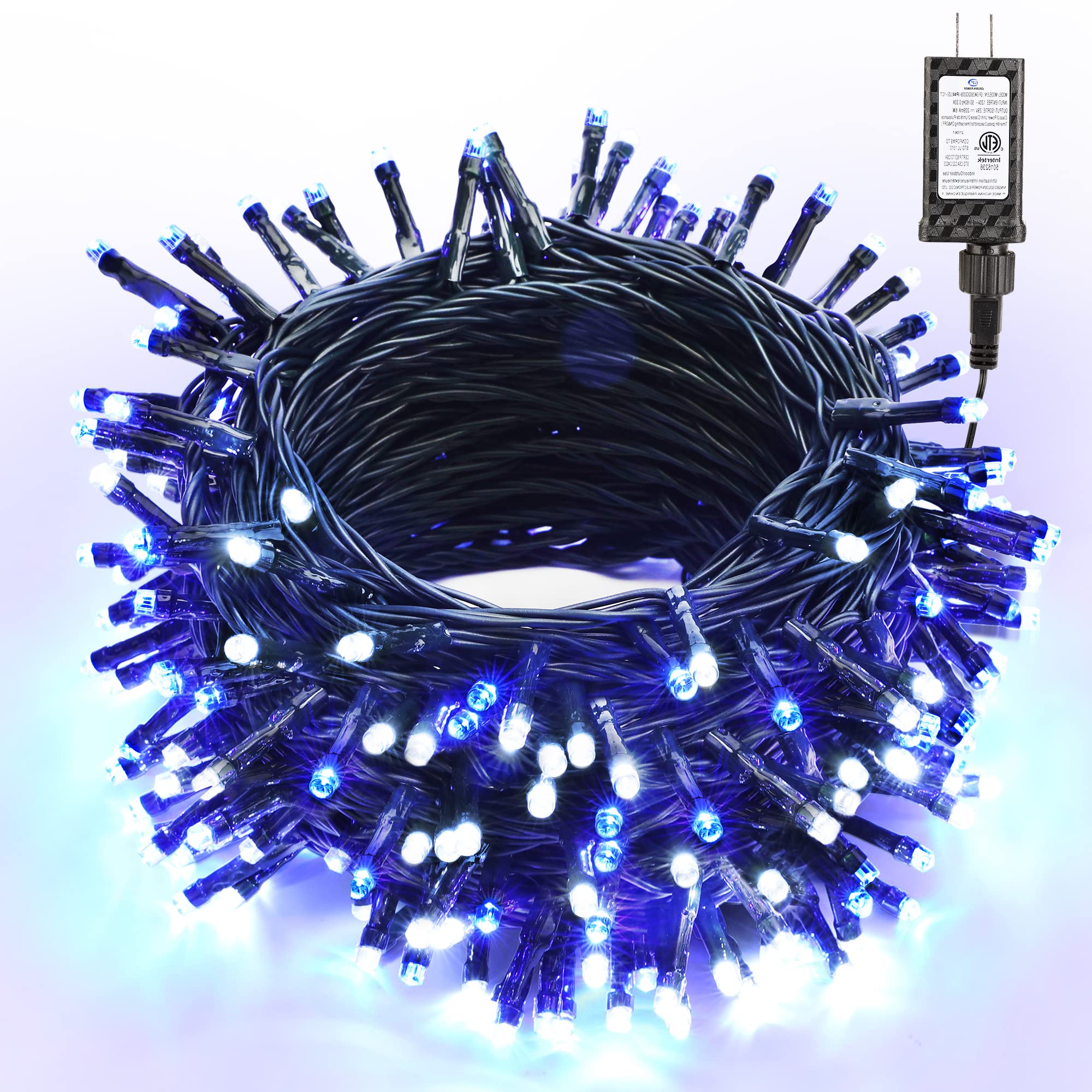 Brizled Blue & White Christmas Lights, 78.74Ft 240 Led Christmas Lights, Connectable 8 Modes Christmas Tree Lights, Outdoor Chri