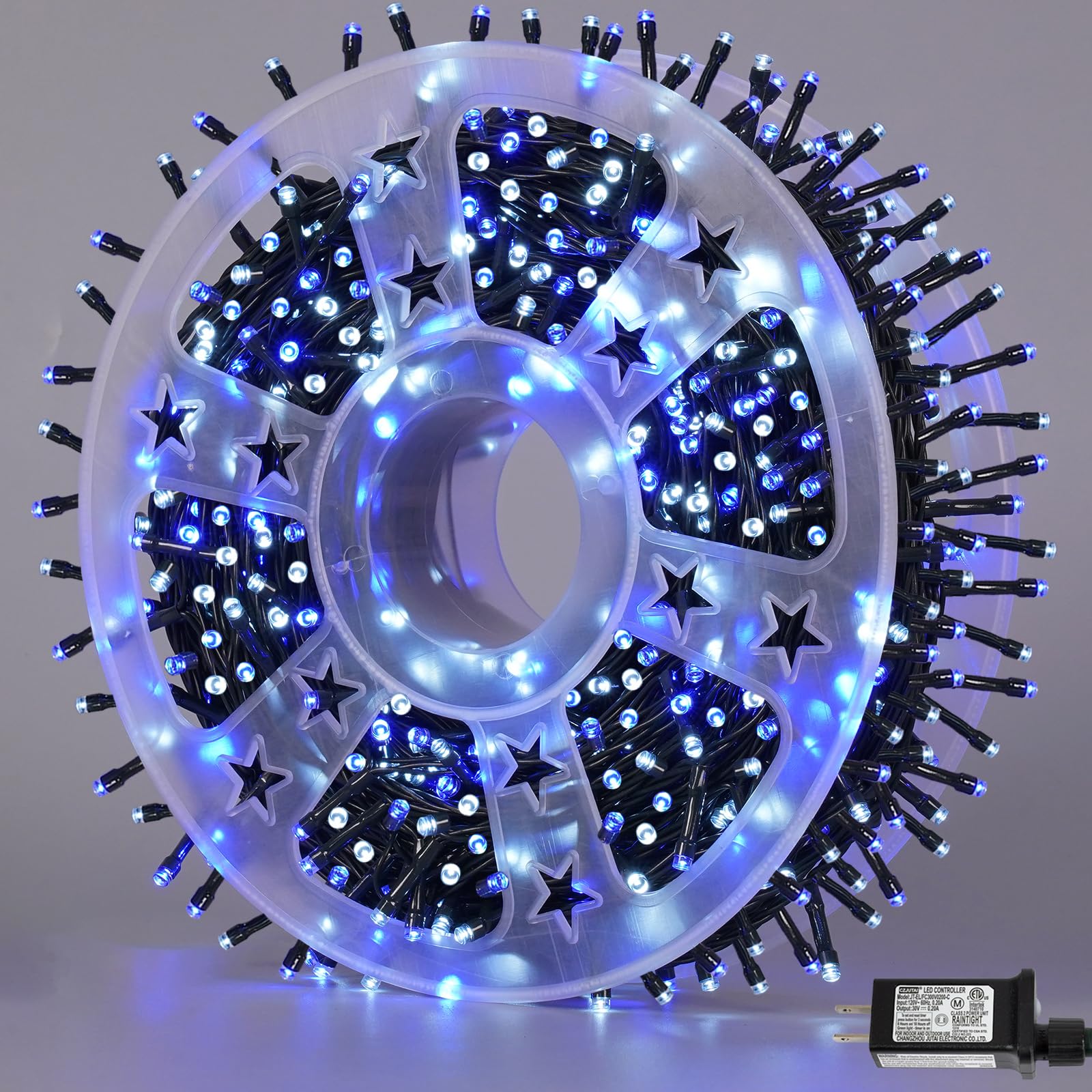 Yeguo 500 Led Christmas Lights, 165Ft Blue And White Waterproof String Lights, 8 Modes Indoor/Outdoor Decor