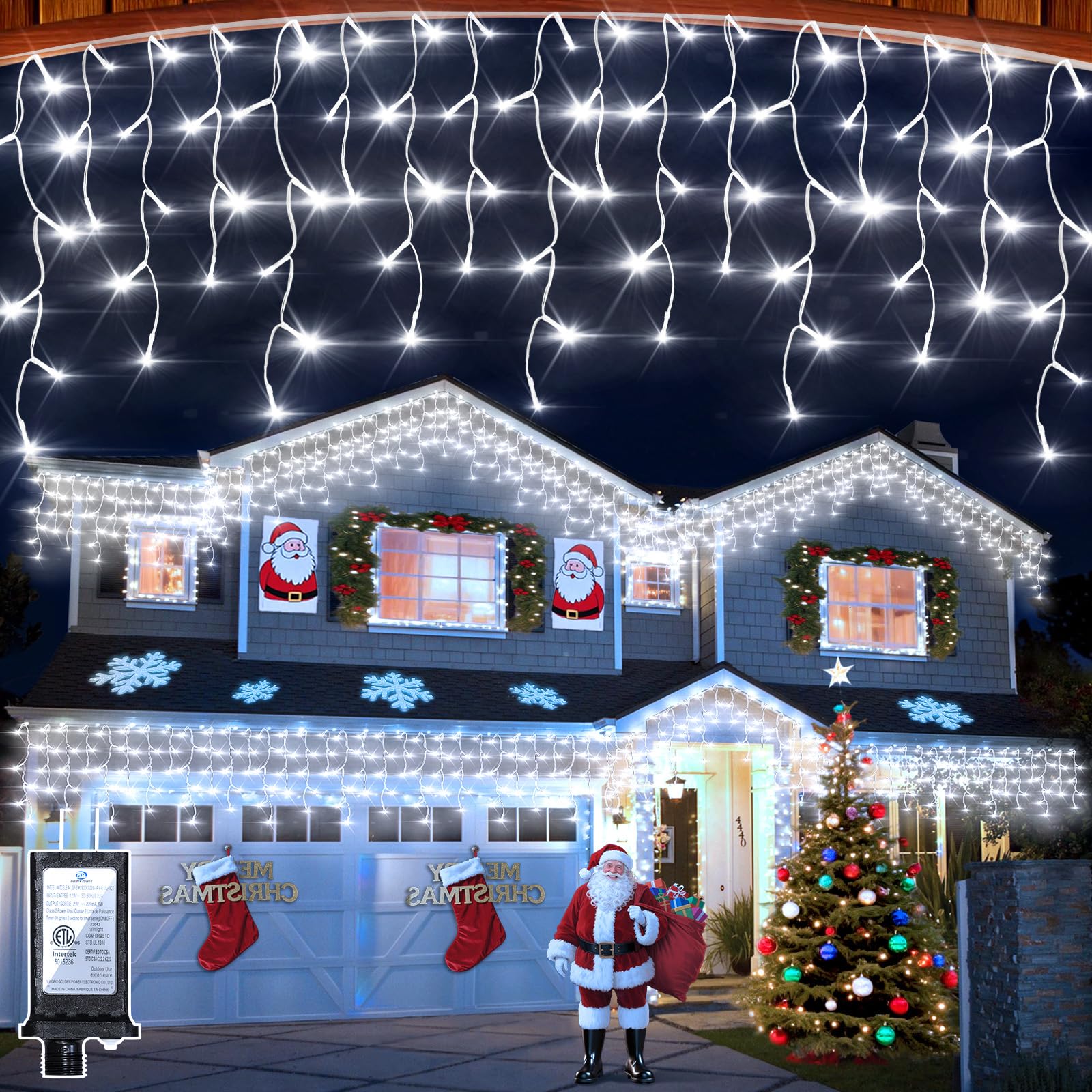 XIKENGSHQ LED Christmas Lights, 50ft 12 Modes, 504 Drops, Cool White, Waterproof, Model WX-504L