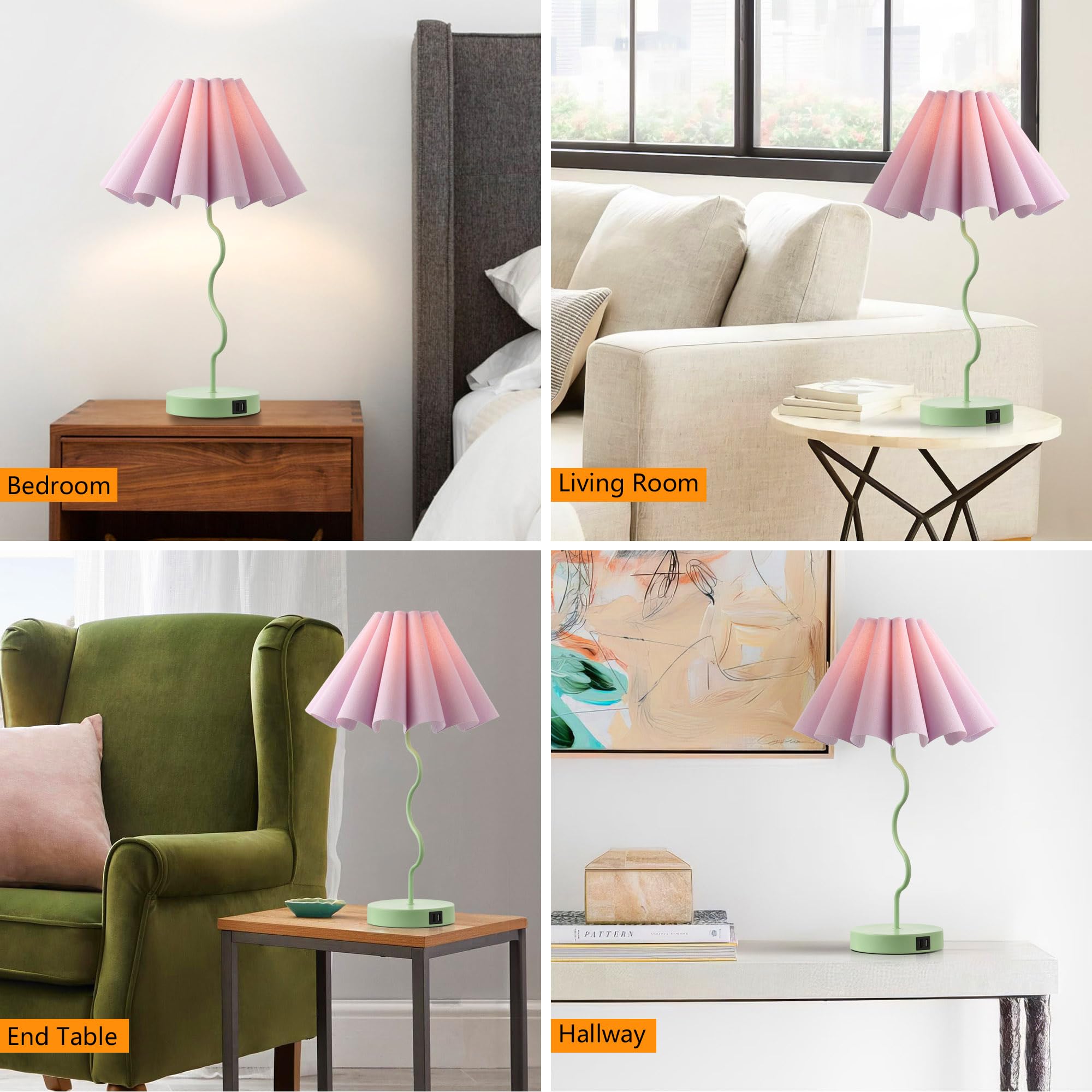 Eoeyyoyb Table Lamps For Bedroom Modern Single Table Lamp For Night Stands Beside Lamps Living Room End Table Lamp (Green)