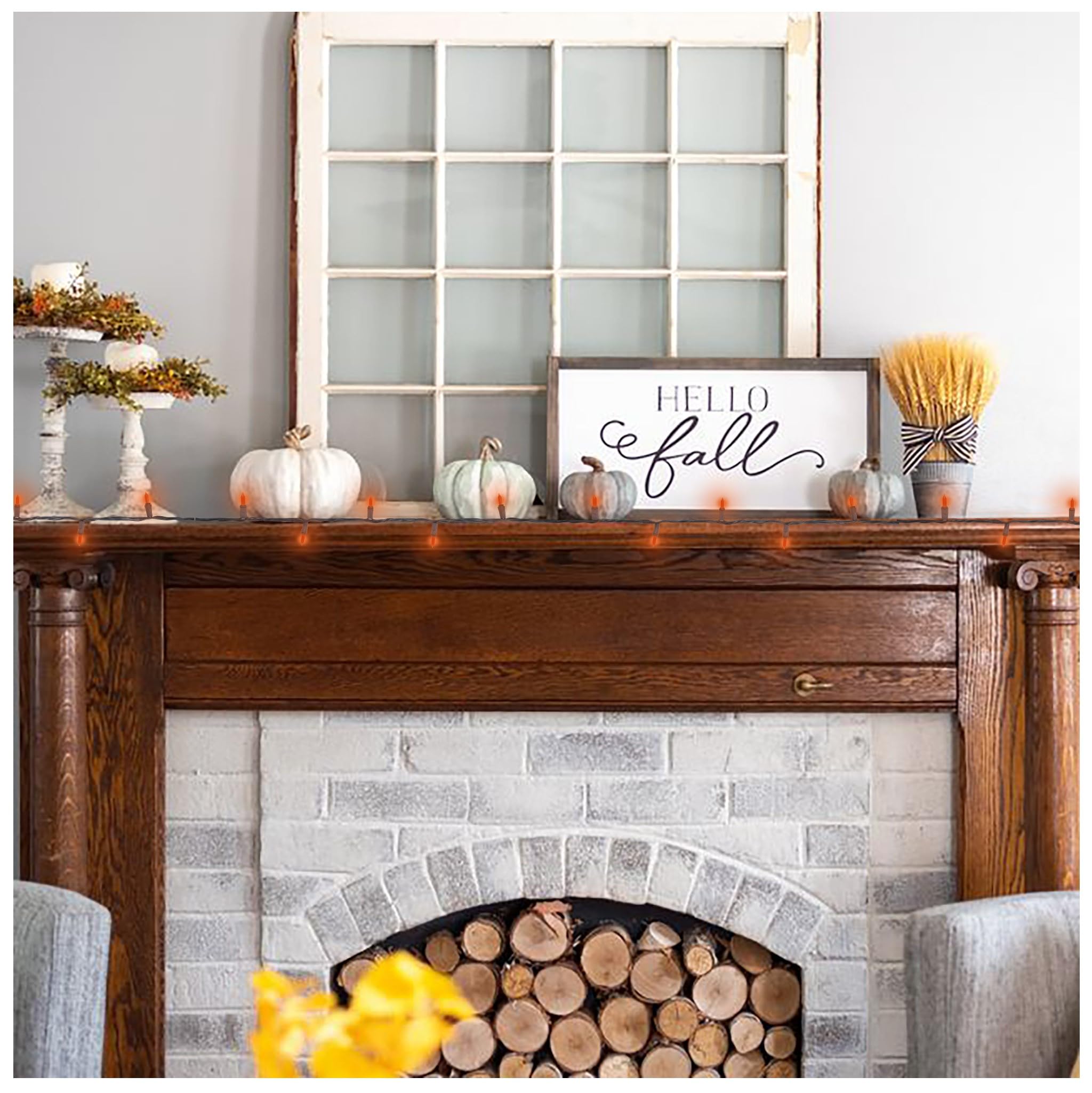 Noma/Inliten-Import V34700-88 100-Count Orange Halloween Light Set With Black Wire