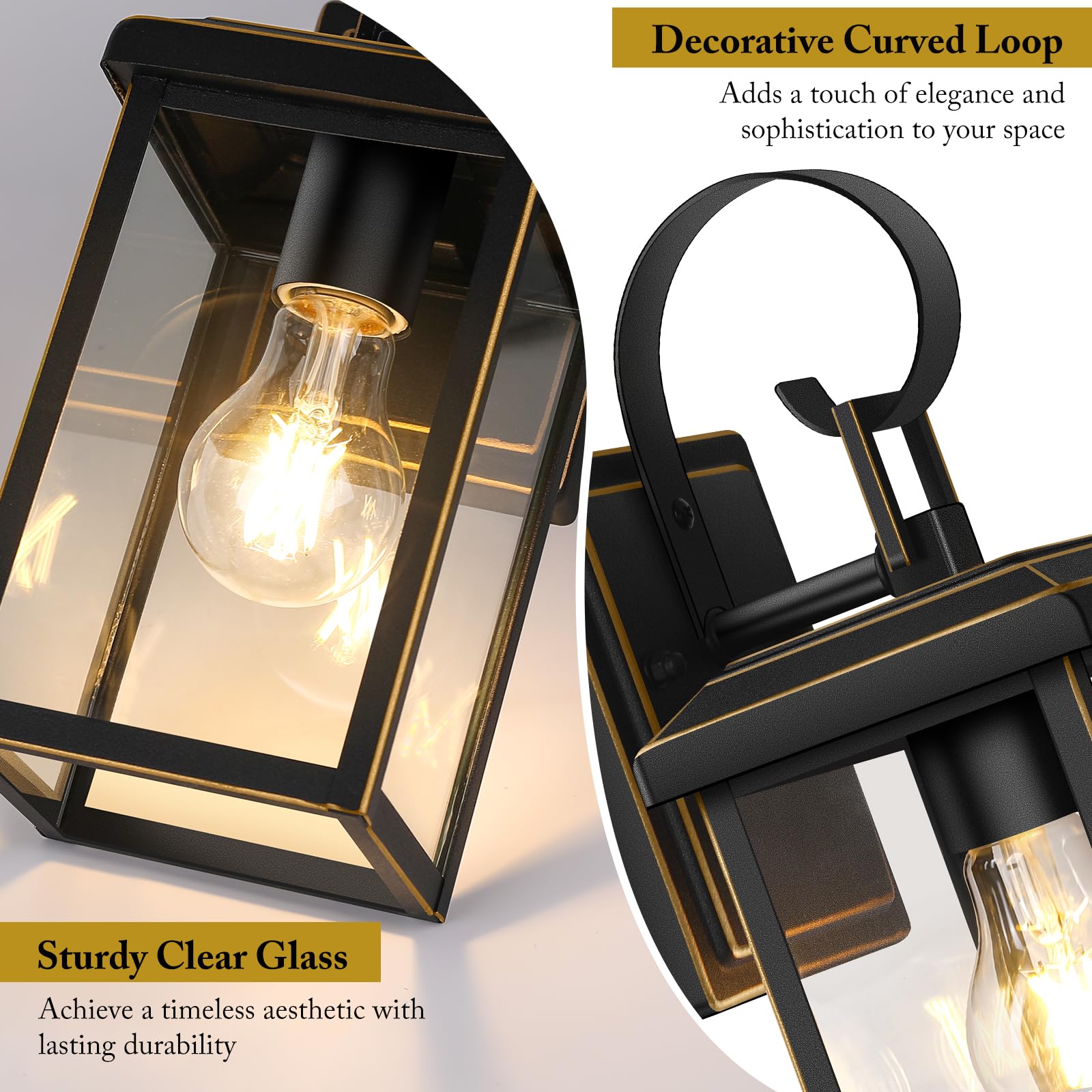 BesLowe 2-Pack Outdoor Wall Light Fixtures, Waterproof Metal Sconces, 12.8in Bronze, Model 10233