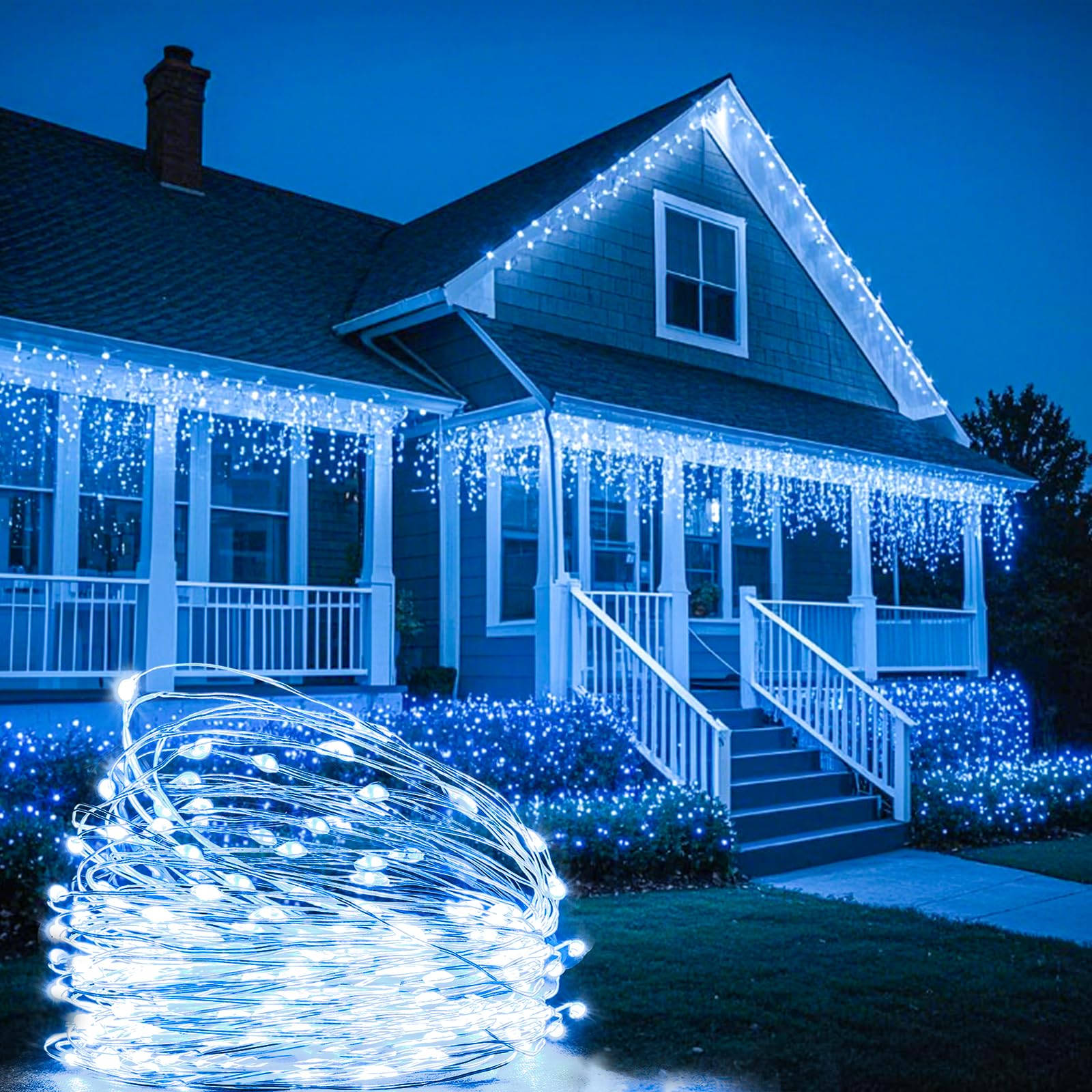Ehome Fairy Lights, Usb Operated Fairy Light Plug In 66Ft 200 Led Waterproof String Lights Copper Wire Decorative String Light For Bedroom Indoor Christmas Wedding Party Patio Window (Blue)