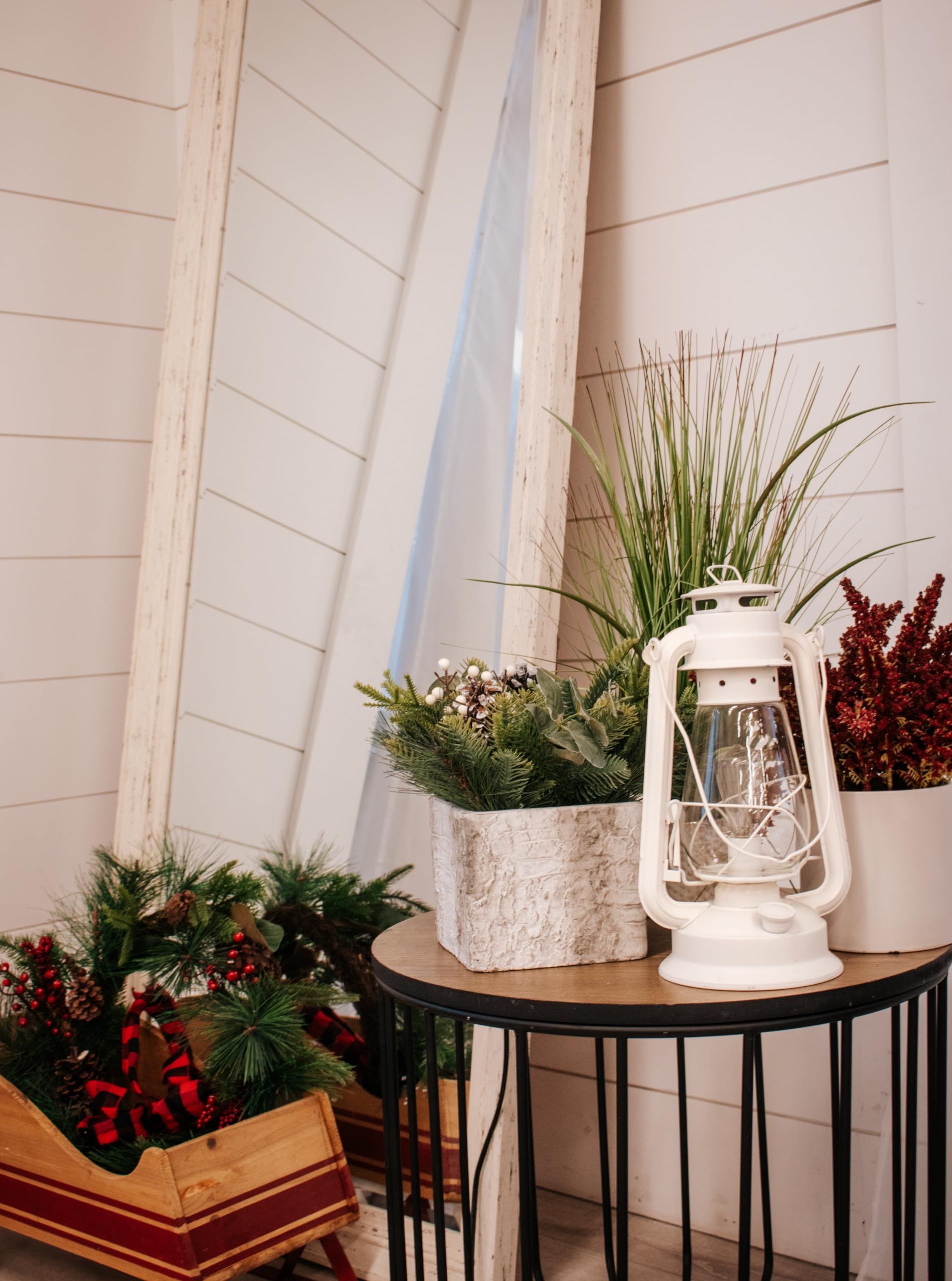 Muskoka Lifestyle Products Rustic Farmhouse Lantern Table Lamp, Dimmable, Glass, Medium Body, White, Model 722589486968