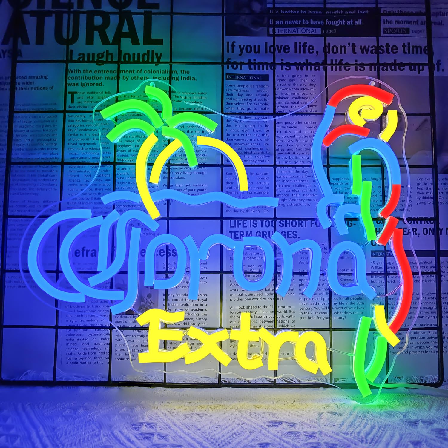 JooeTuu Parrot Beer Neon Sign Dimmable Beer Palm Tree Neon Light Signs for Wall Decor Sunrise Sunset Neon Beer Sign for Home Bar Man Cave Beer Club Pub Bistro