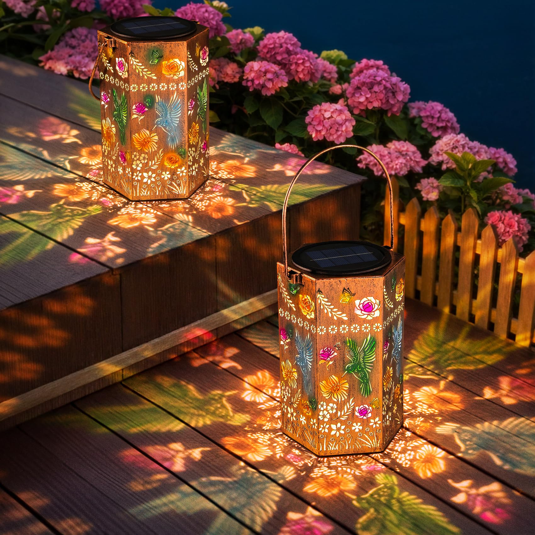Singingarden Valentines Day Gifts for Women - Hummingbird Solar Lanterns Outdoor Waterproof for Mom Mother Grandma Hanging Sola