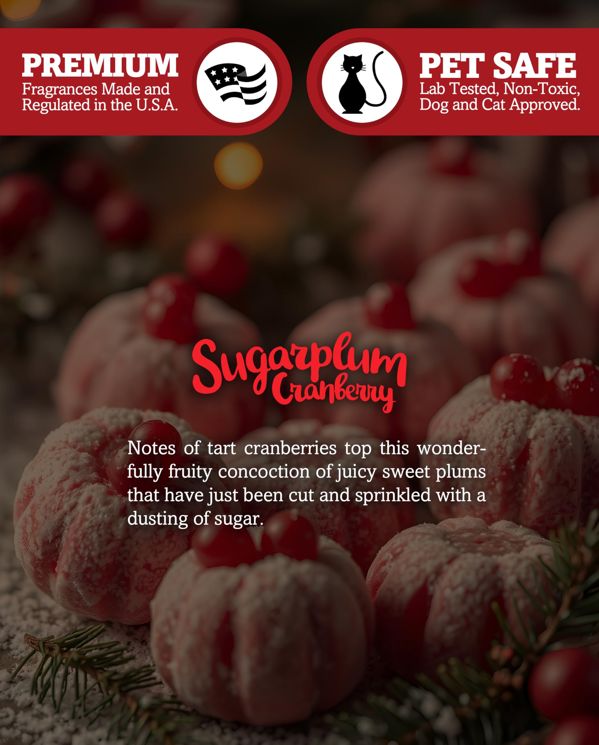 ShortieS Candle Company Sugarplum Cranberry Tealight Candles - 6 Pink Scented Paraffin Wax Lights - Holiday Collection