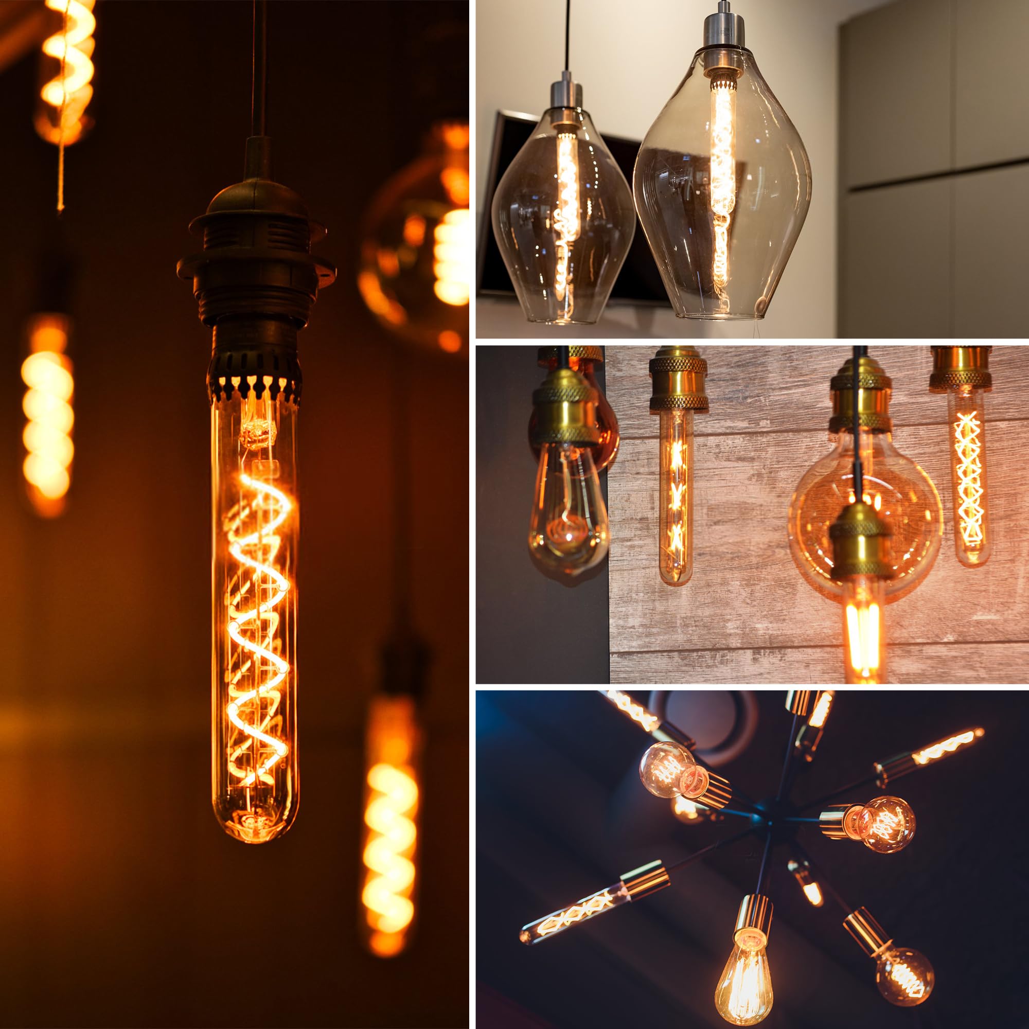 E26 Tubular Led Light Bulbs 40Watt,7.3Inch T10 Tube Long Light Bulb Dimmable,4W Thin Vintage Edison Led Filament Decorative Anti