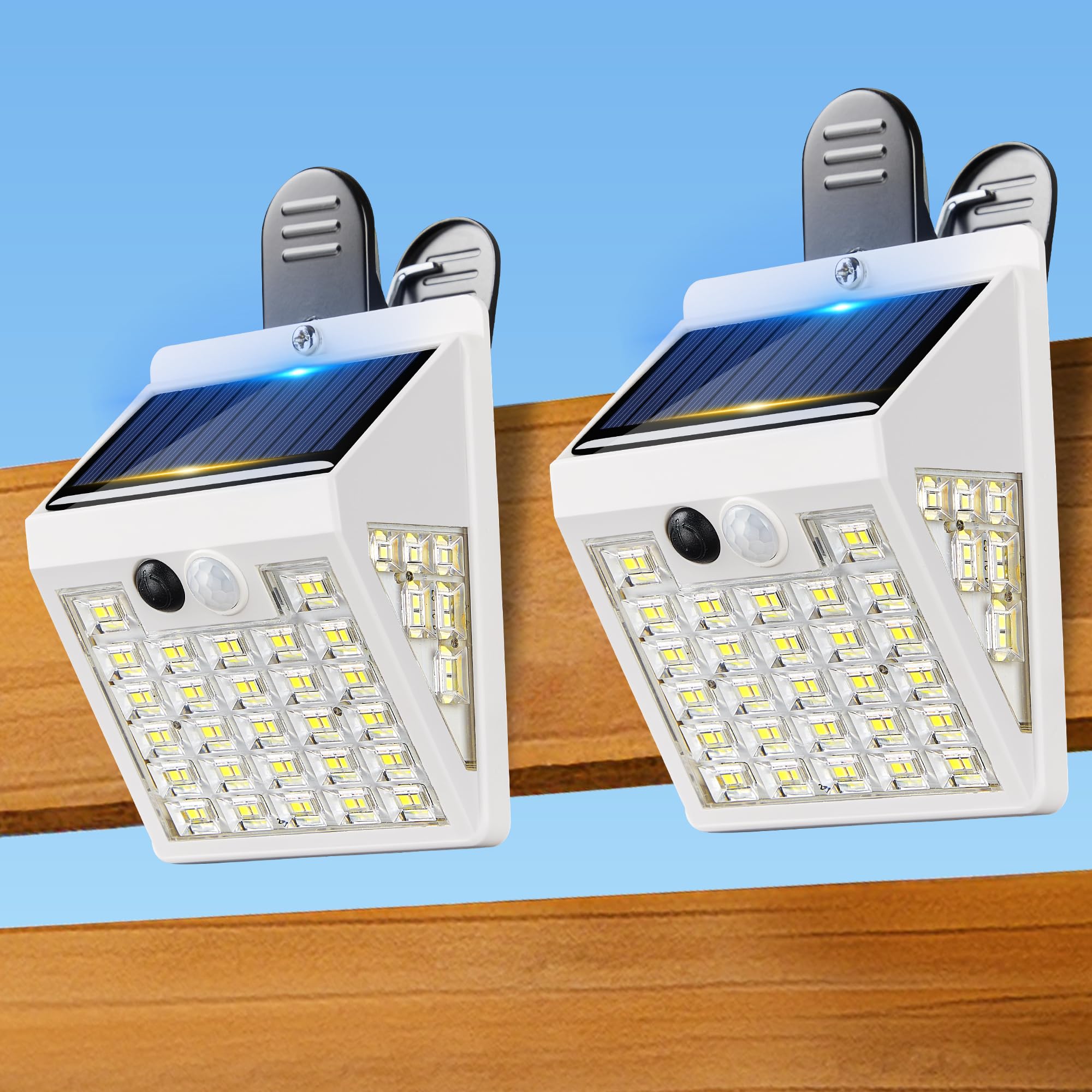 Thumok Clip On Solar Lights Outdoor,Motion Sensor Outdoor Lights, 72LEDs 600LM Clip on Solar Fence Lights Outdoor Waterproof LED