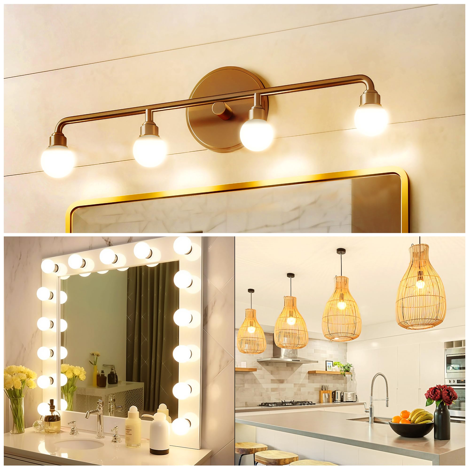 Flaspar Vanity Light Bulbs For Bathroom, G25 Led Globe Light Bulb 100 Watt Equivalent, 3000K Warm White Led Bulbs E26 Medium Bas
