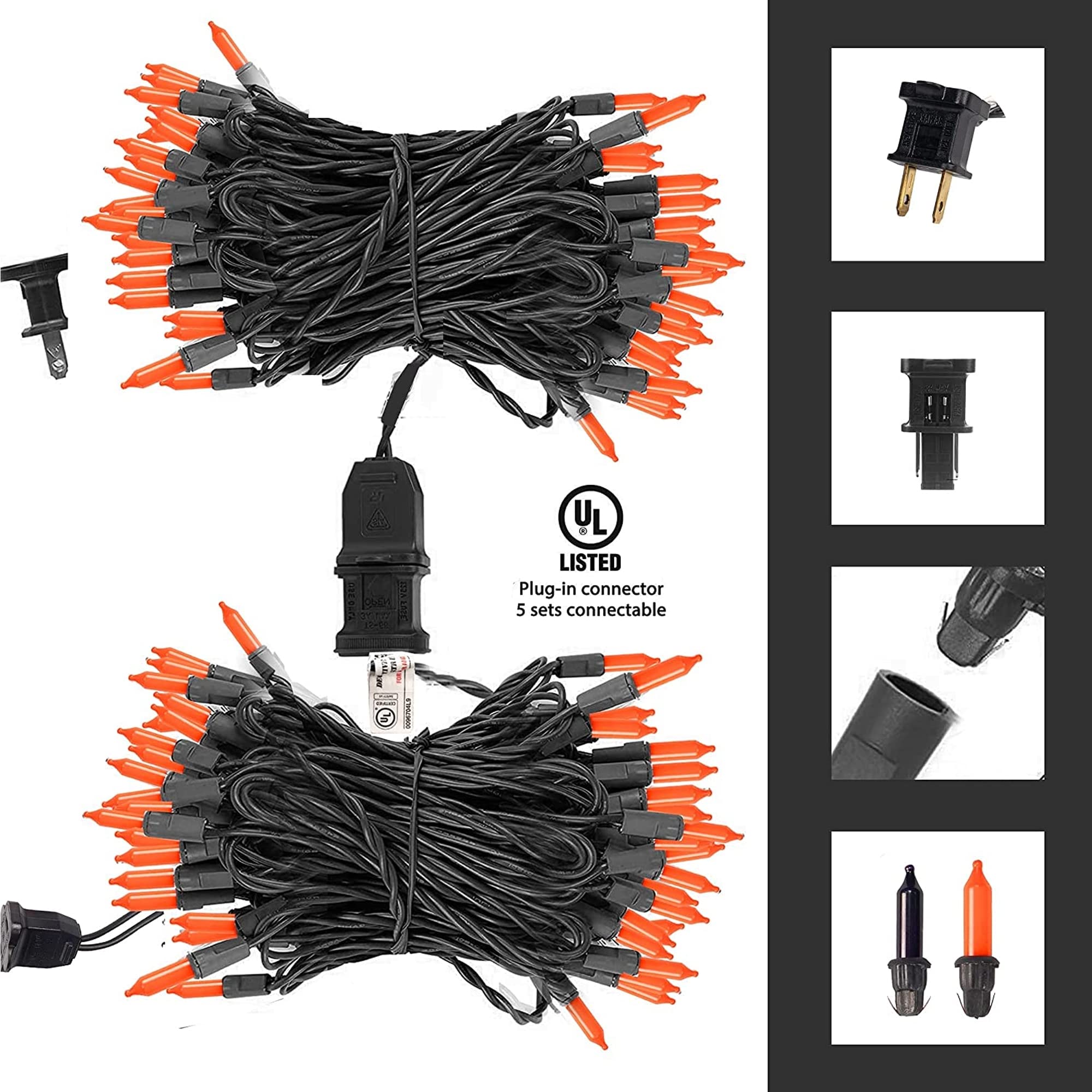 TW SHINE Orange Halloween Lights, 20FT 100 Count Mini String Lights, Waterproof, Model ZF-100-2/SB