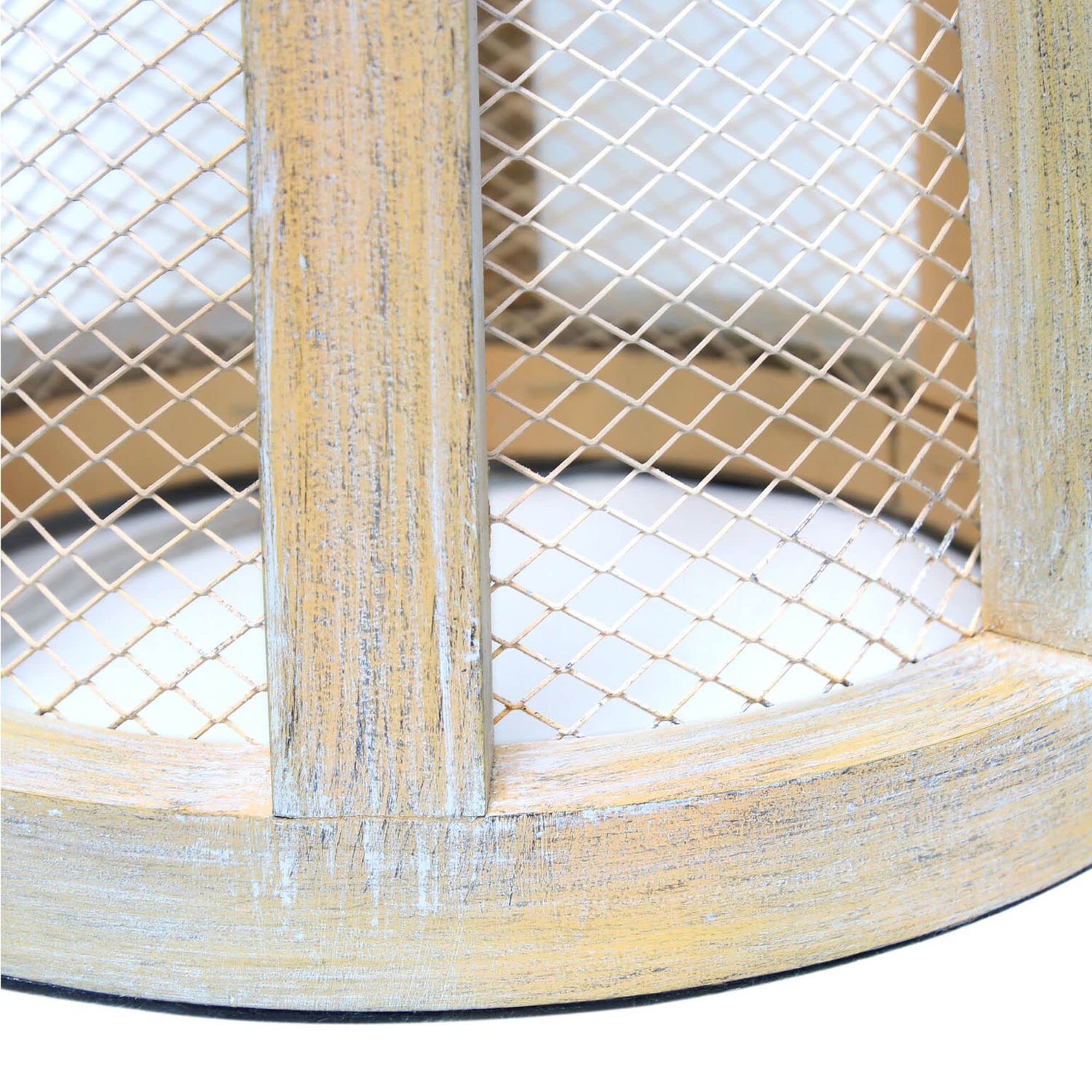 LALIA HOME Wood Arch Farmhouse Table Lamp, Natural Wood, White Shade, Model LHT-5037-NW