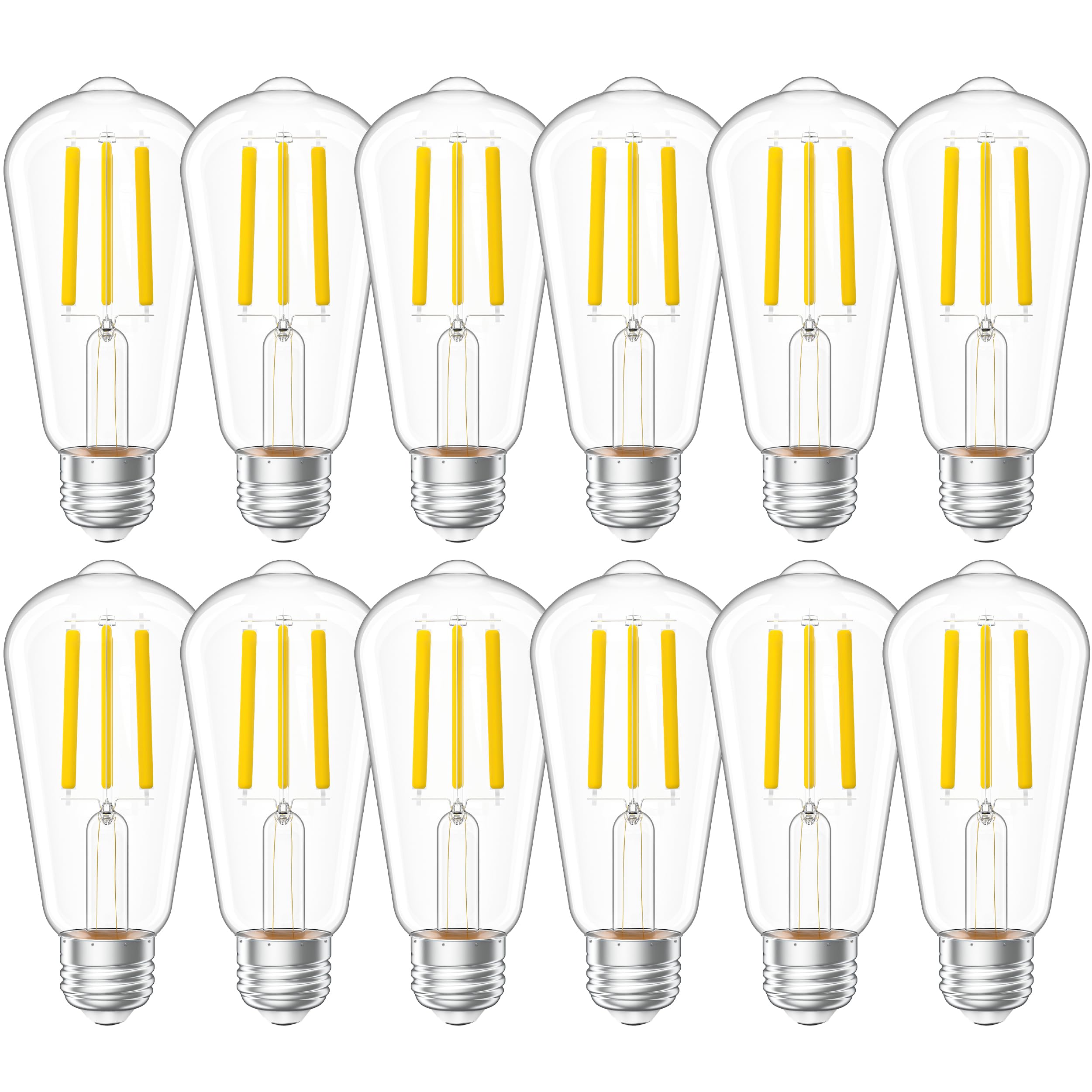 Sunco 12 Pack Vintage Led Edison Bulbs, 75W Equivalent 8.5W, 1000 Lm, Dimmable St58 Filament, 4000K Cool White, E26 Medium Base,