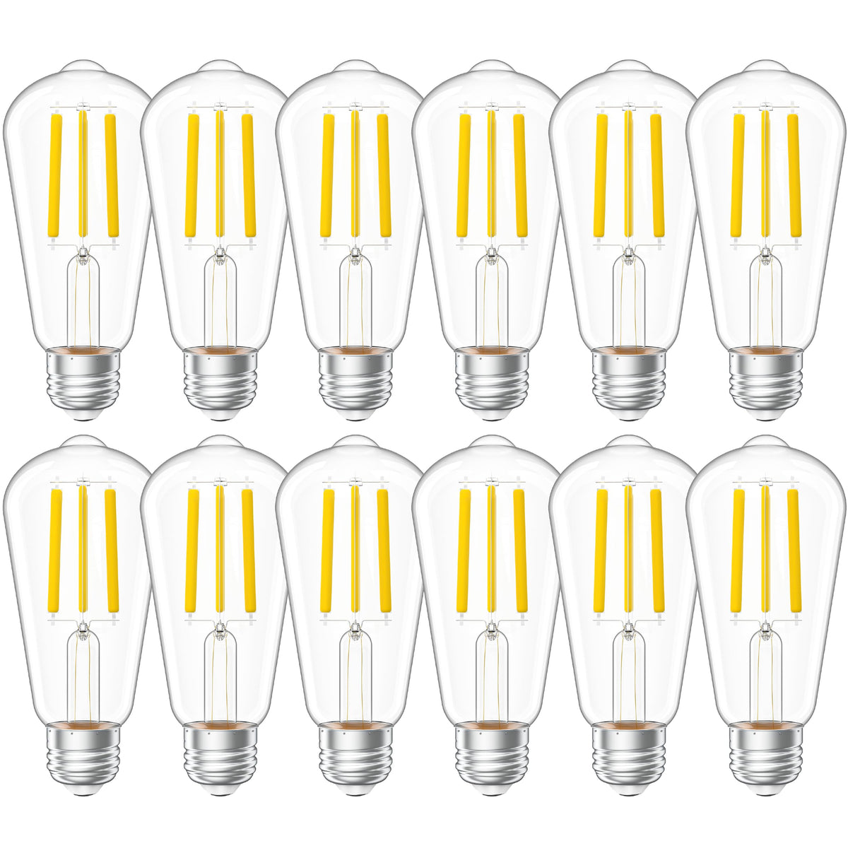 Sunco 12 Pack Vintage Led Edison Bulbs, 75W Equivalent 8.5W, 1000 Lm, Dimmable St58 Filament, 4000K Cool White, E26 Medium Base,