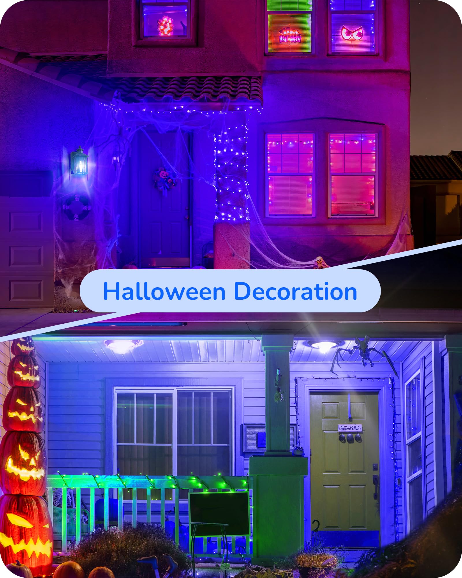 Edishine Christmas Led Light Bulbs, Purple & Orange A19 9W, E26 Base, 4 Pack, Etl