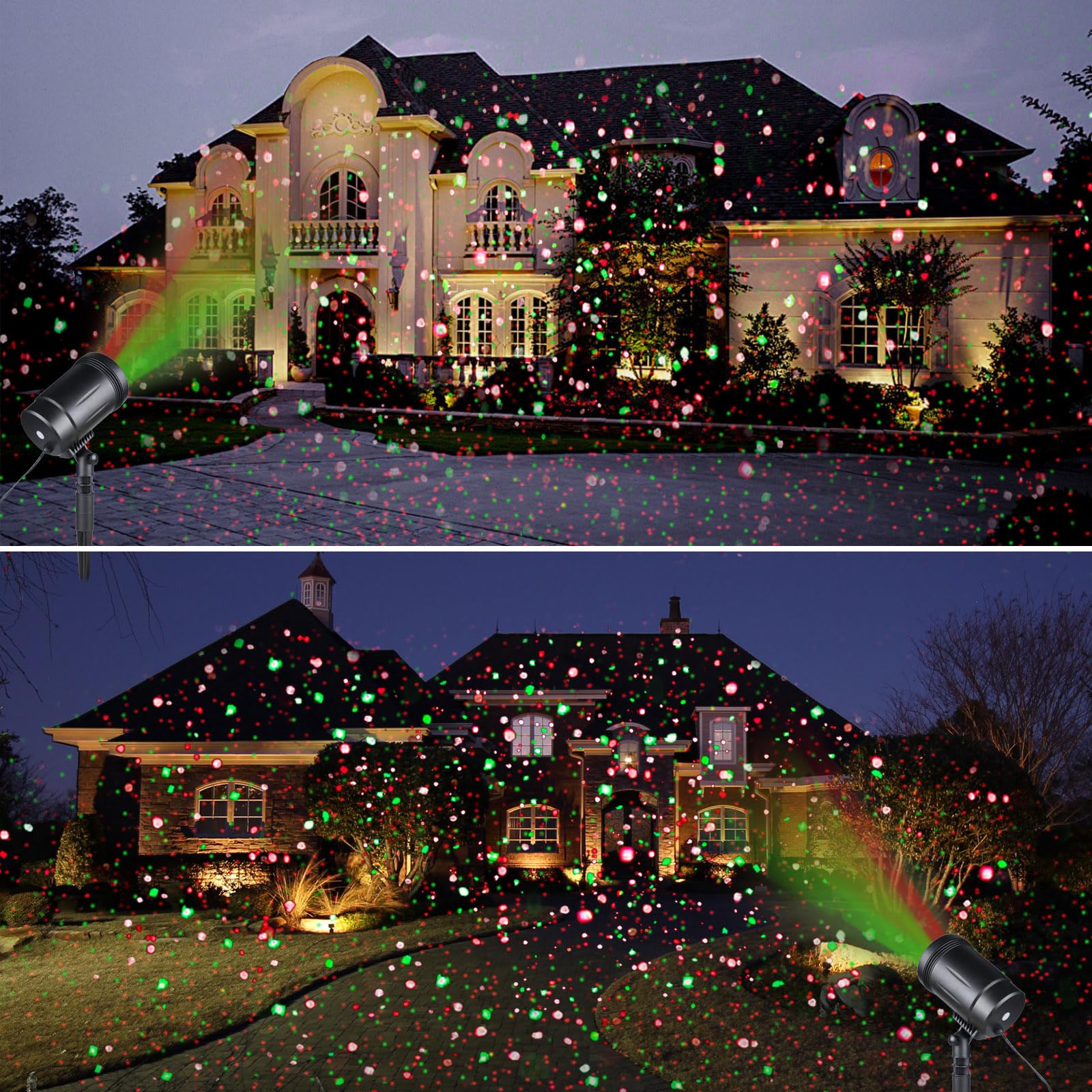 Christmas Projector Lights Outdoor, Outdoor Garden Laser Lights Spotlight Red And Green Star Show With Rf Wireless Remote Christ