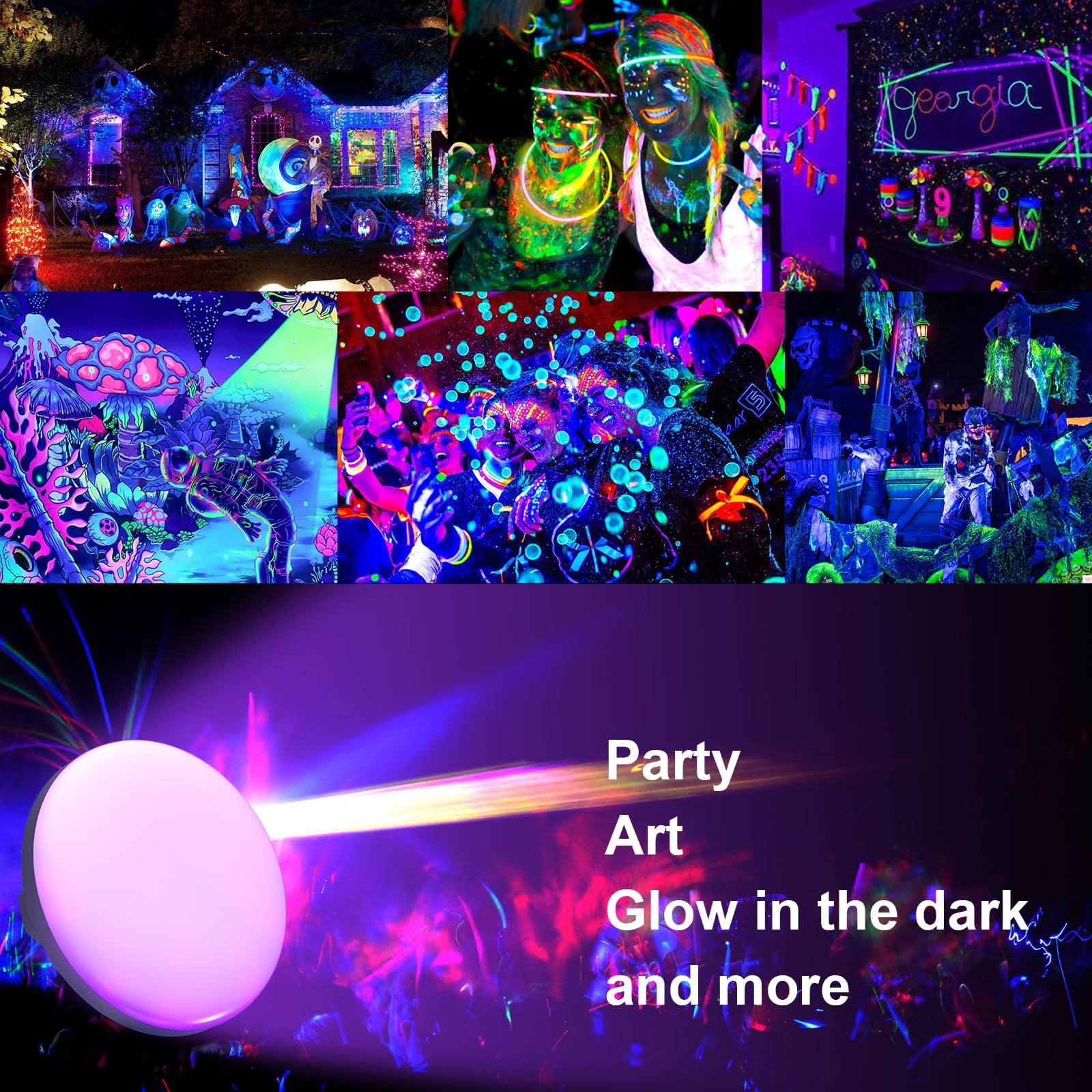 iodoo 96 LED UV Flashlight - 3000 Lumens, 10000mAh Rechargeable, Blacklight, Model iodoo-CPL, Color UV(Remote)