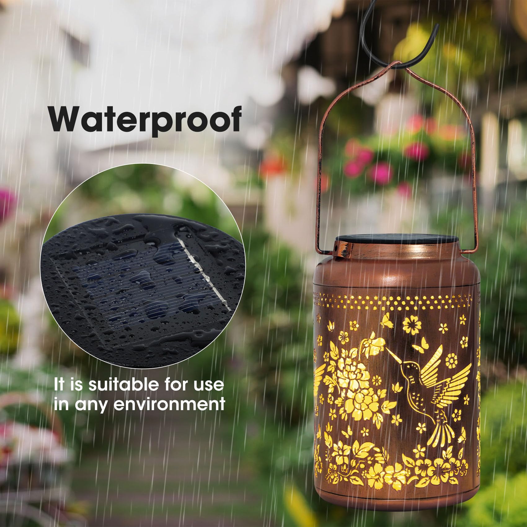 Christmas Gifts For Women  2 Pack Hummingbird Solar Lanterns Outdoor Waterproof Solar Lanterns Decorative Hummingbird Gifts  Hanging Lantern Outdoor For Patio Porch Garden Decor