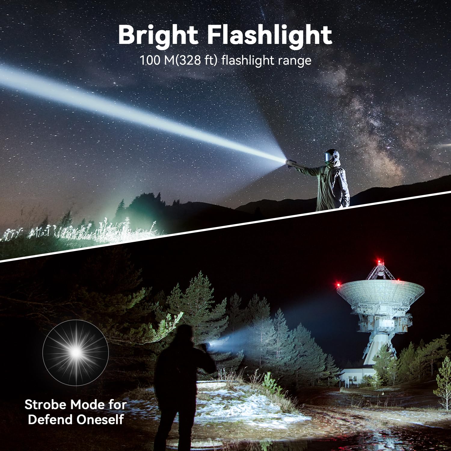 MORIKO Telescopic Camping Lantern, 10,500mAh Rechargeable, IP67 Waterproof, Portable Dark Gray Light for Hiking and Emergencies