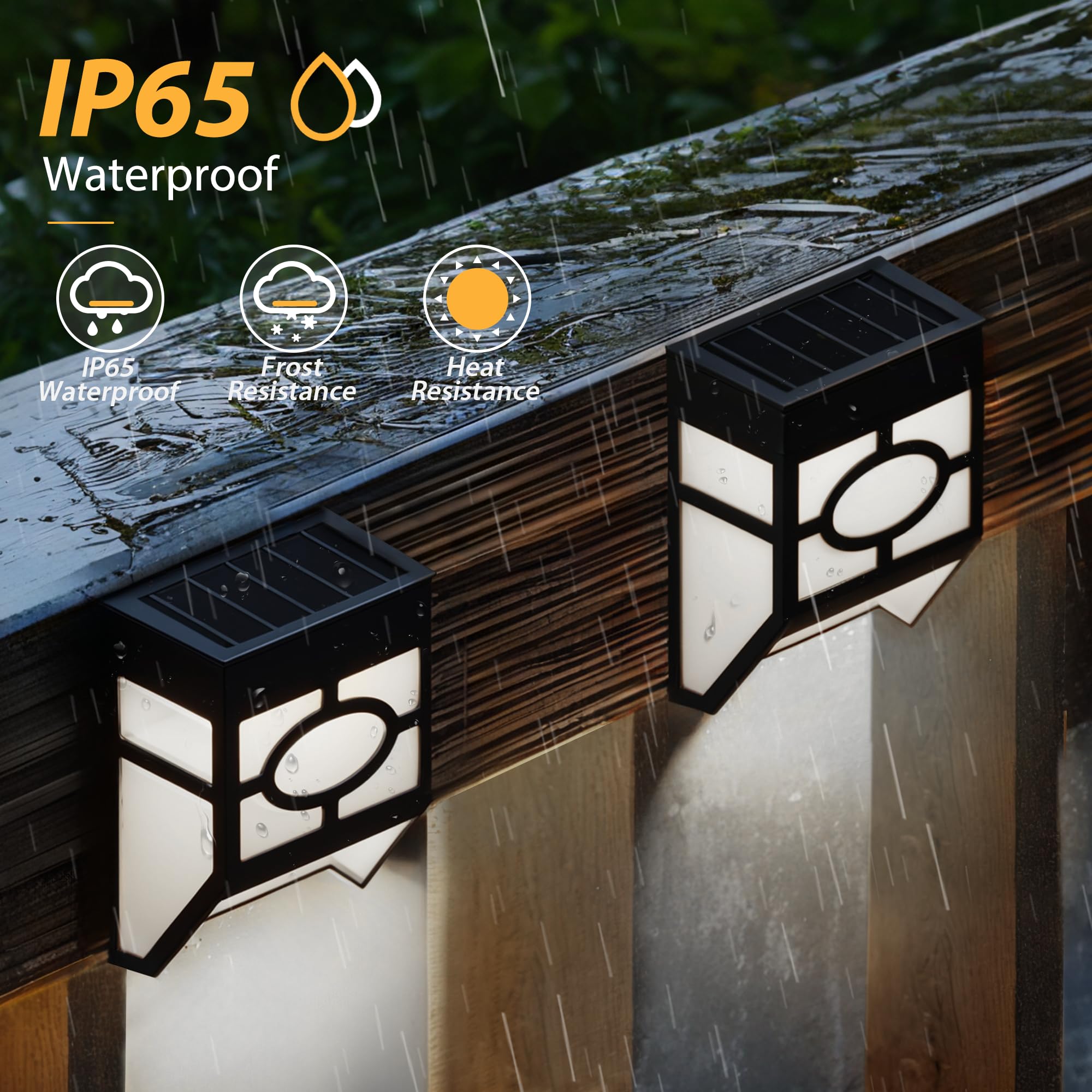 Otdair Solar Fence Lights - 8 Pack Waterproof LED Outdoor Lights, Cold White/Multicolor, Plastic for Deck, Patio, Yard, Front Door