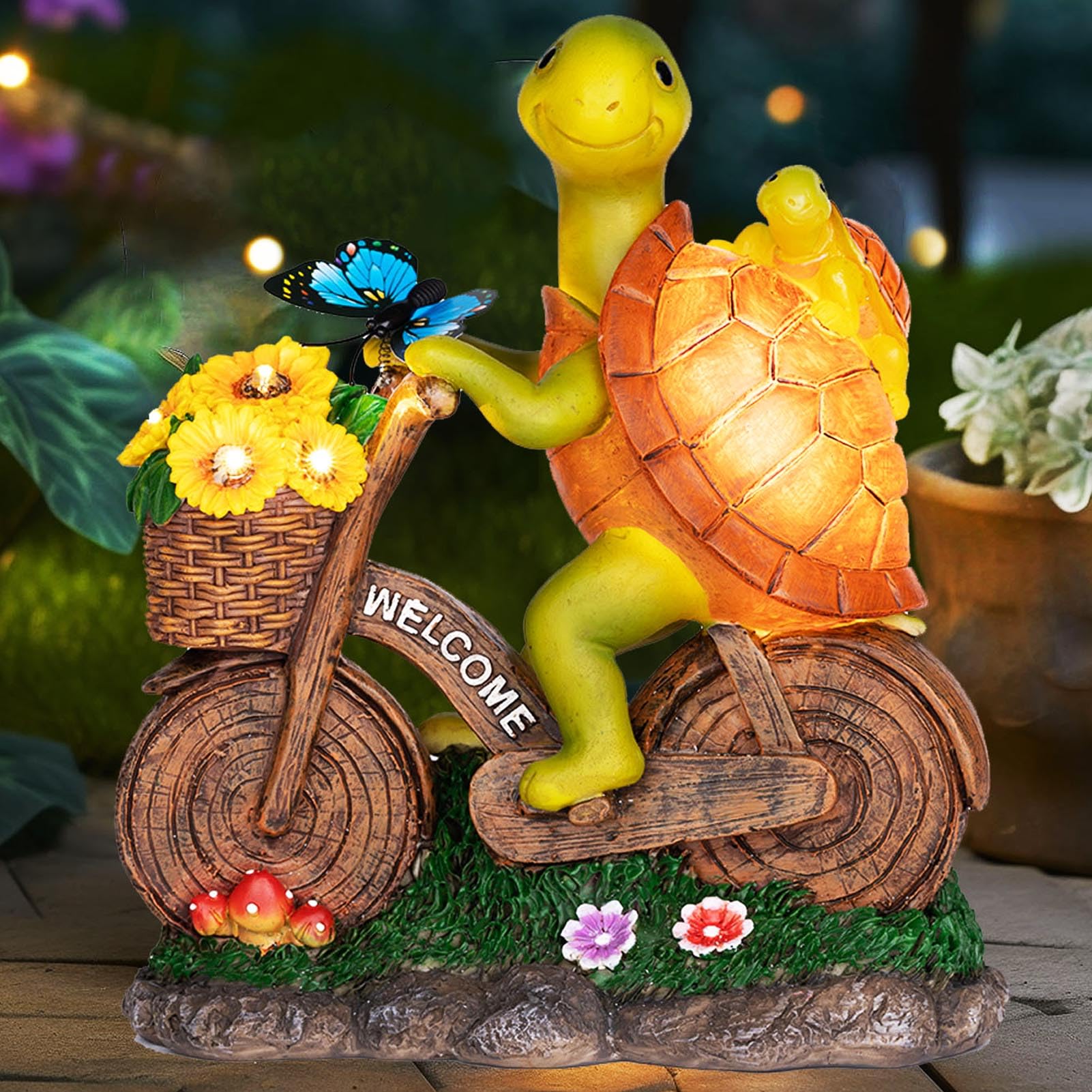 Foreby Garden Turtle Outdoor Statue -Solar Turtle Statue Outdoor With Lighted Sunflower,Turle Figurine For Garden Decor,Turtle Gifts For Women
