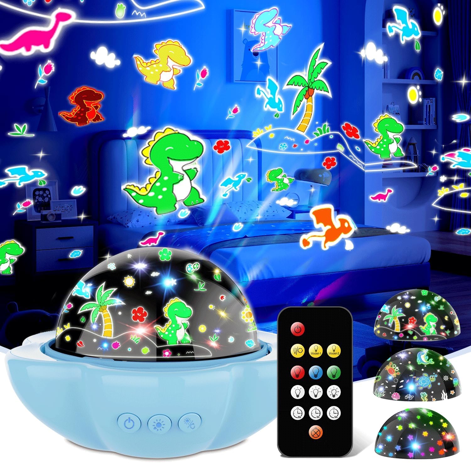 Night Light For Kids Dinosaur Night Lights Projector Remote Dimmable Timer Star Projector 360?Slient Ocean Lights For Ceiling Projector Christmas Birthday Gifts For Boys&Room Decor