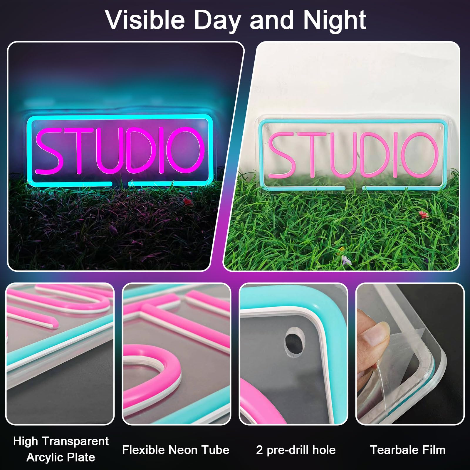 Studio Neon Sign For Wall Decor  Dimmable Neon Light For Led Light Up Business Sign  Usb Powered Light For Recording Room  Music Studio  Streaming  Party  Club  Podcast Wall Decor Gift 15.7 ? 5.9