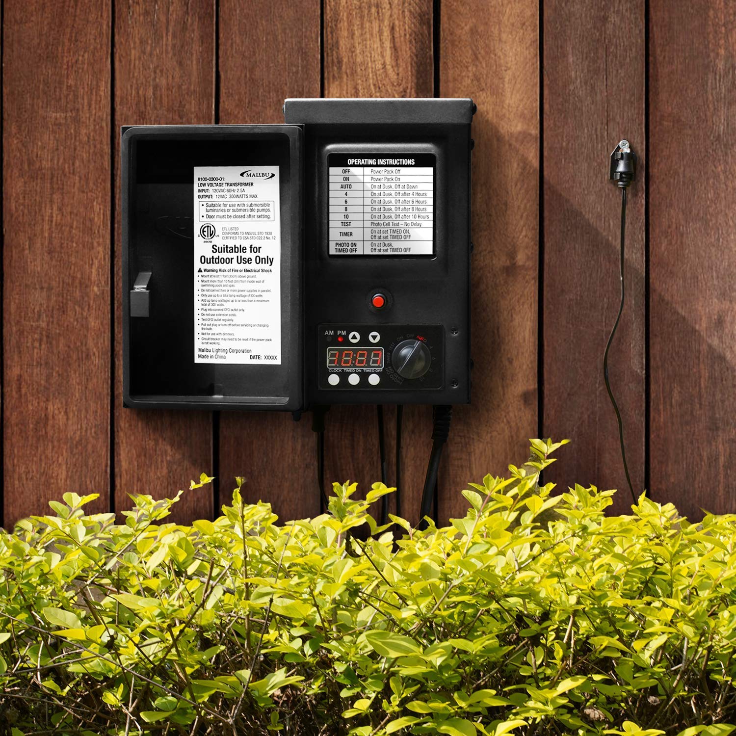 Malibu 300 Watt Power Pack With Sensor And Weather Shield For Low Voltage Landscape Lighting Spotlight Outdoor Transformer 120V Input 12V Output 8100-0300-01