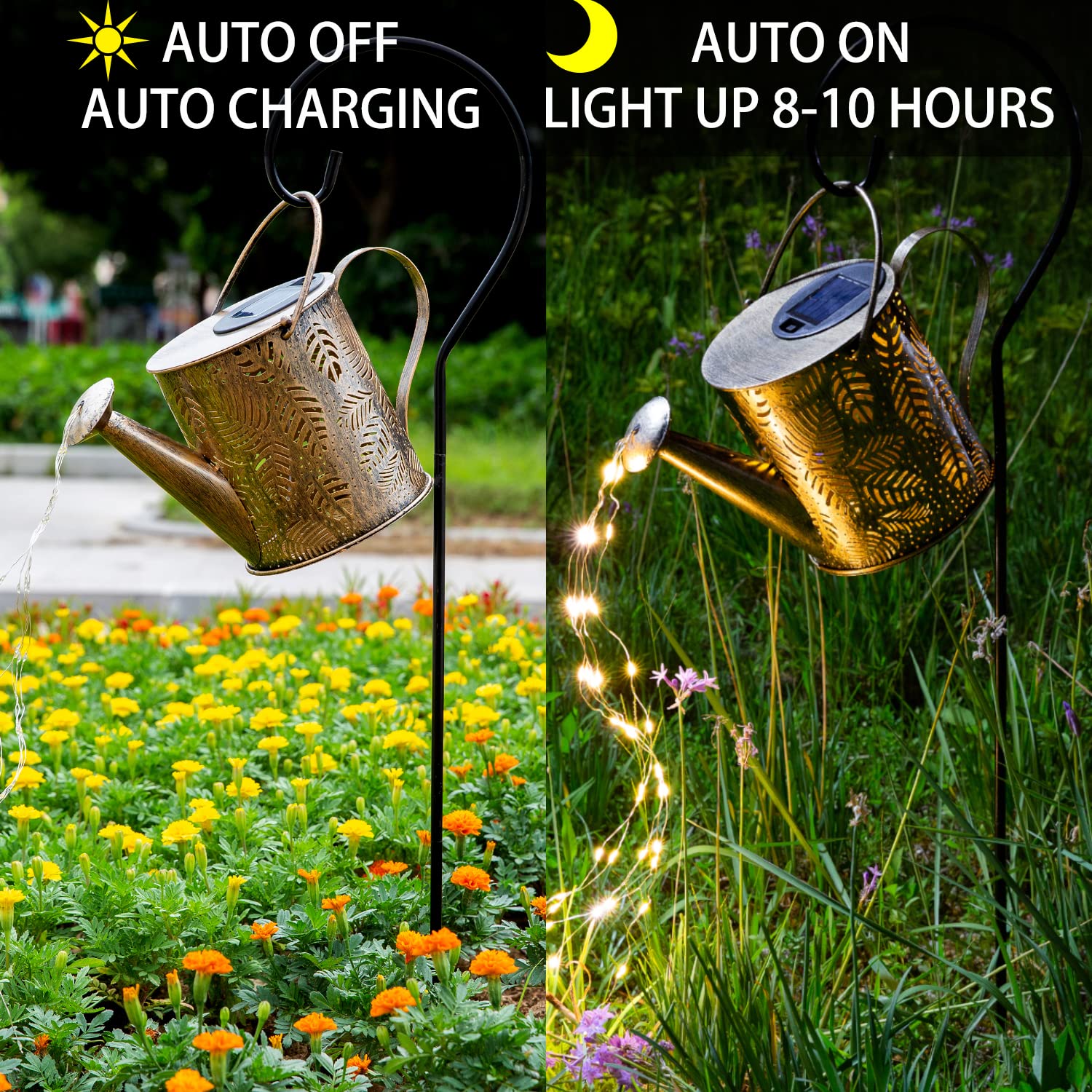 Outdoor Garden Decor Solar Lights, Large Waterproof Watering Can Landscape Lights Hanging Outside Decorations For Gardening Gift