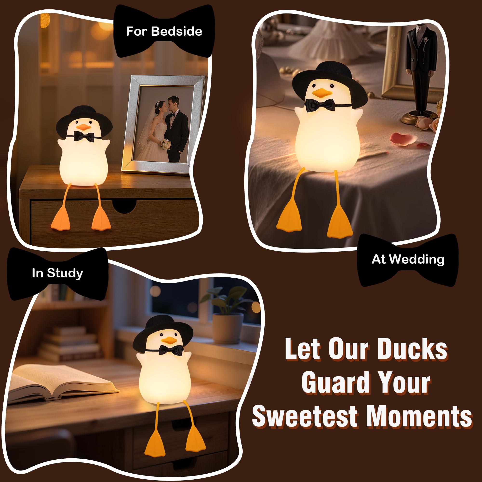 Anywin Groom Duck Night Light - Rechargeable, Timer & Dimmer, Creative Wedding Gift for Newlyweds, Model FS-S001-CB