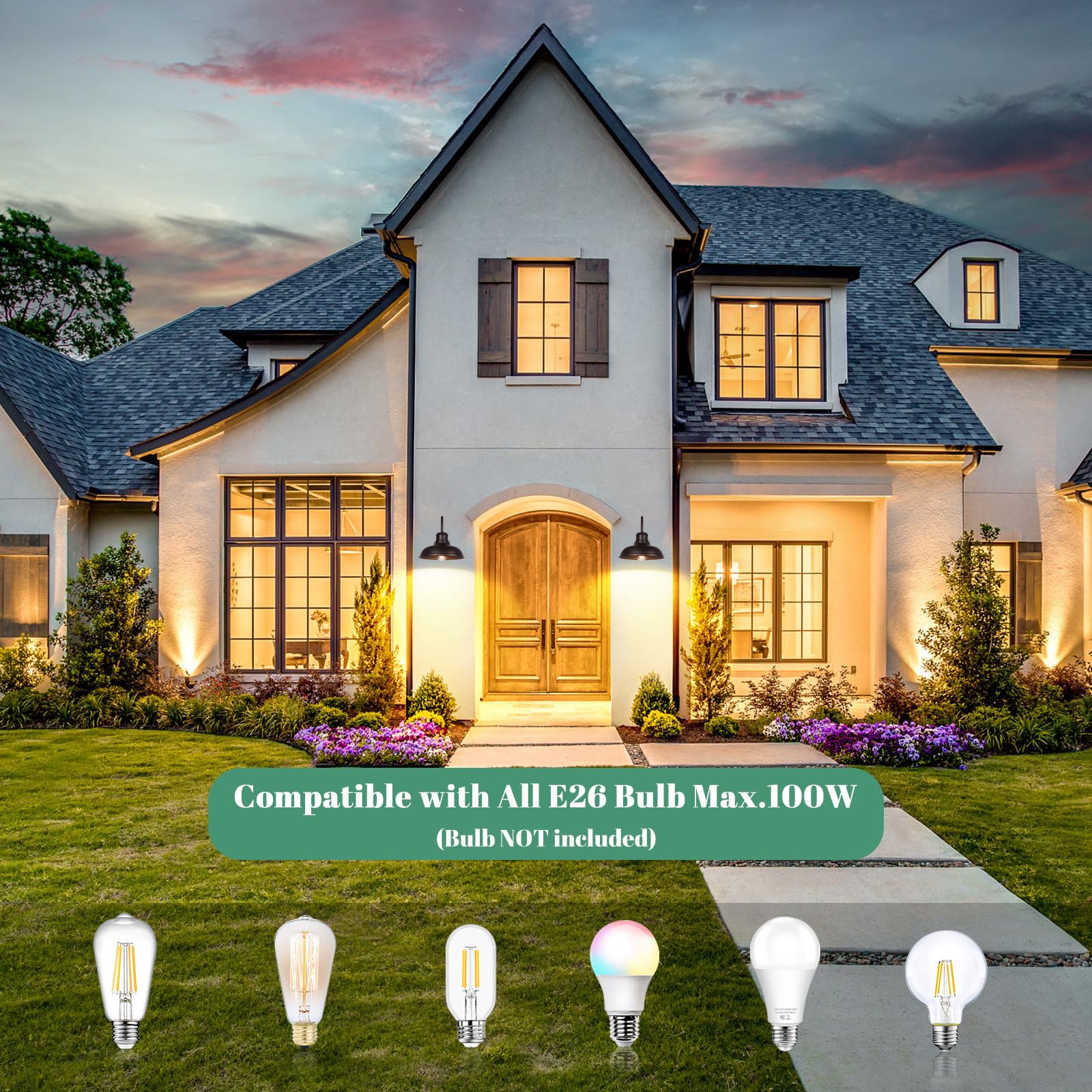 VerRon 2-Pack Outdoor Gooseneck Porch Lights, Waterproof Metal Wall Sconce, Brown, Model B10015P-BN