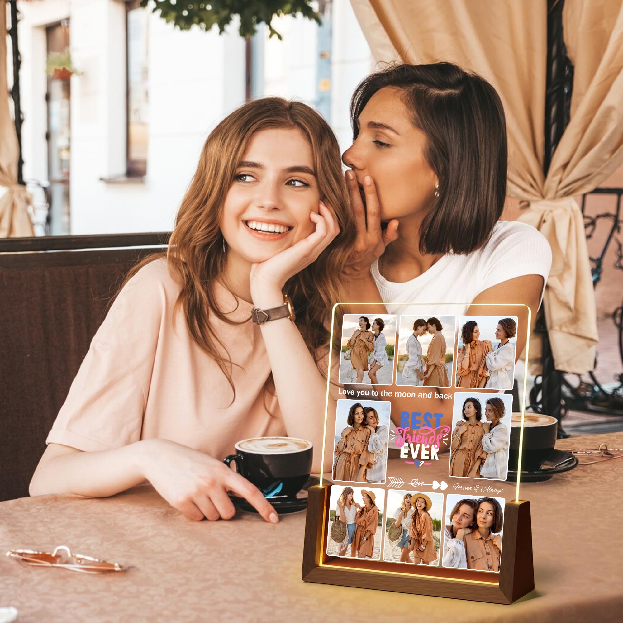 Maiwell Personalized Best Friend Birthday Gifts For Women  Long Distance Friendship Gifts  Custom Friend Picture Frame Acrylic Night Light With Photo Name  Customized Sister Bff Bestie Christmas Gift