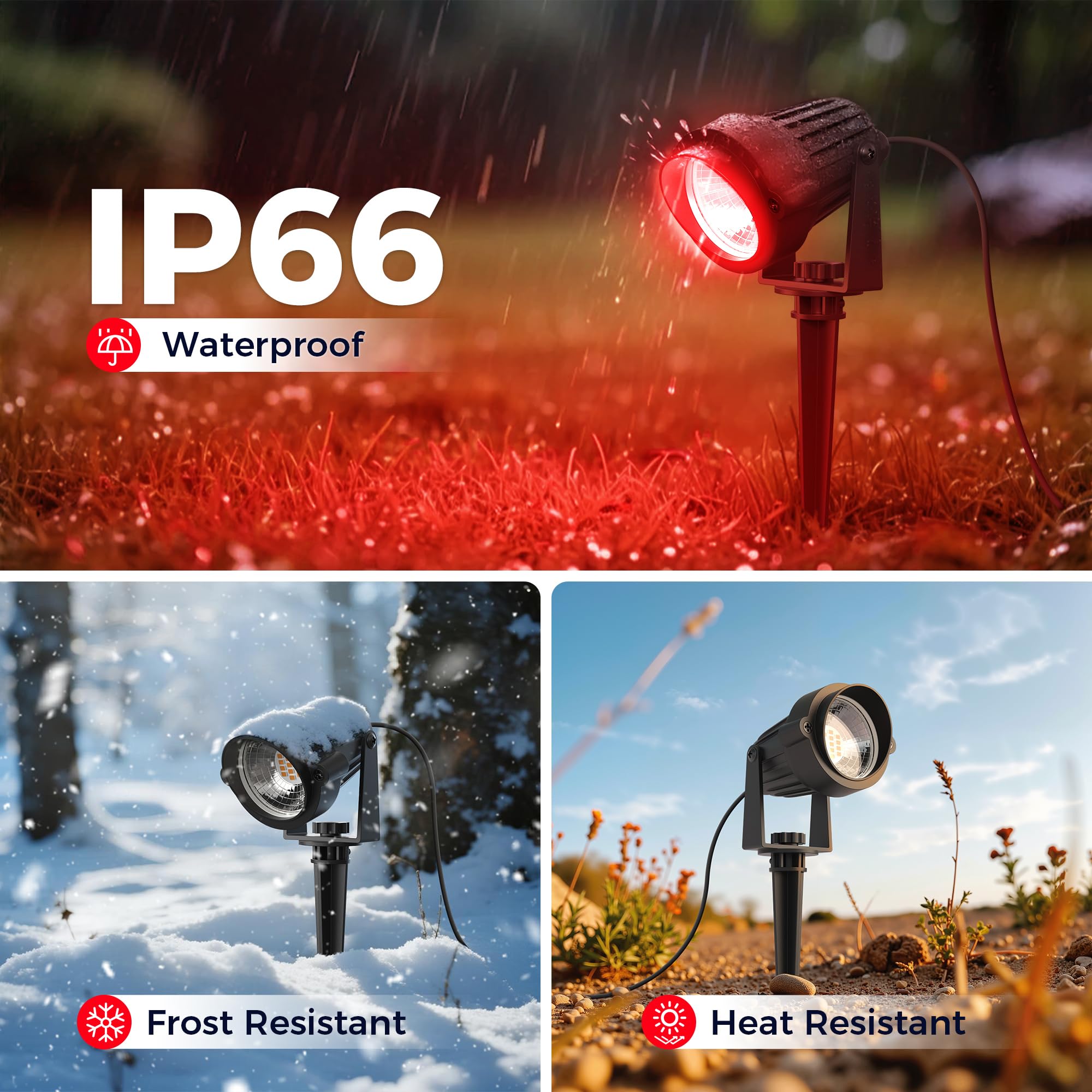 L Lohas Led Red And Green Christmas Spotlight Outdoor  Auto On/Off 5W Landscape Lighting  120V Ip66 Waterproof Spot Lights For Yard House Holiday Trees Decoration  Ul Listed  2 Pack