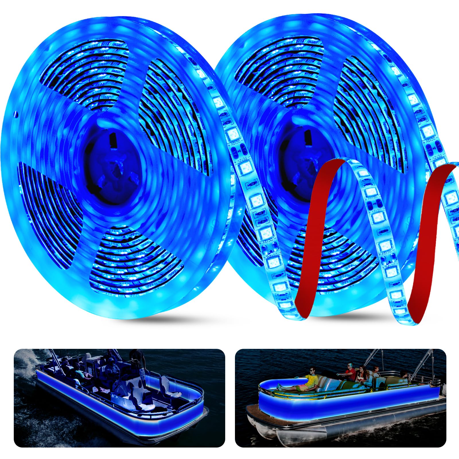 JUIOHAKY Marine LED Strip Lights 12V Waterproof for Boats 66ft Blue