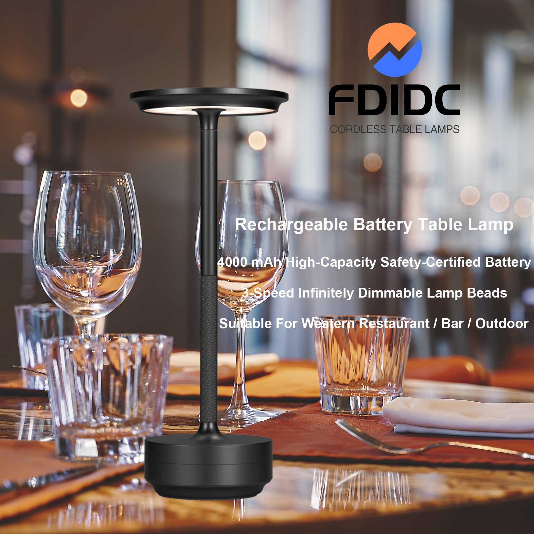 Fdidc Cordless Table Lamps, Led Battery Powered Rechargeable Portable Touch Battery Operated Lamp, Table Light Modern Usb Lanter
