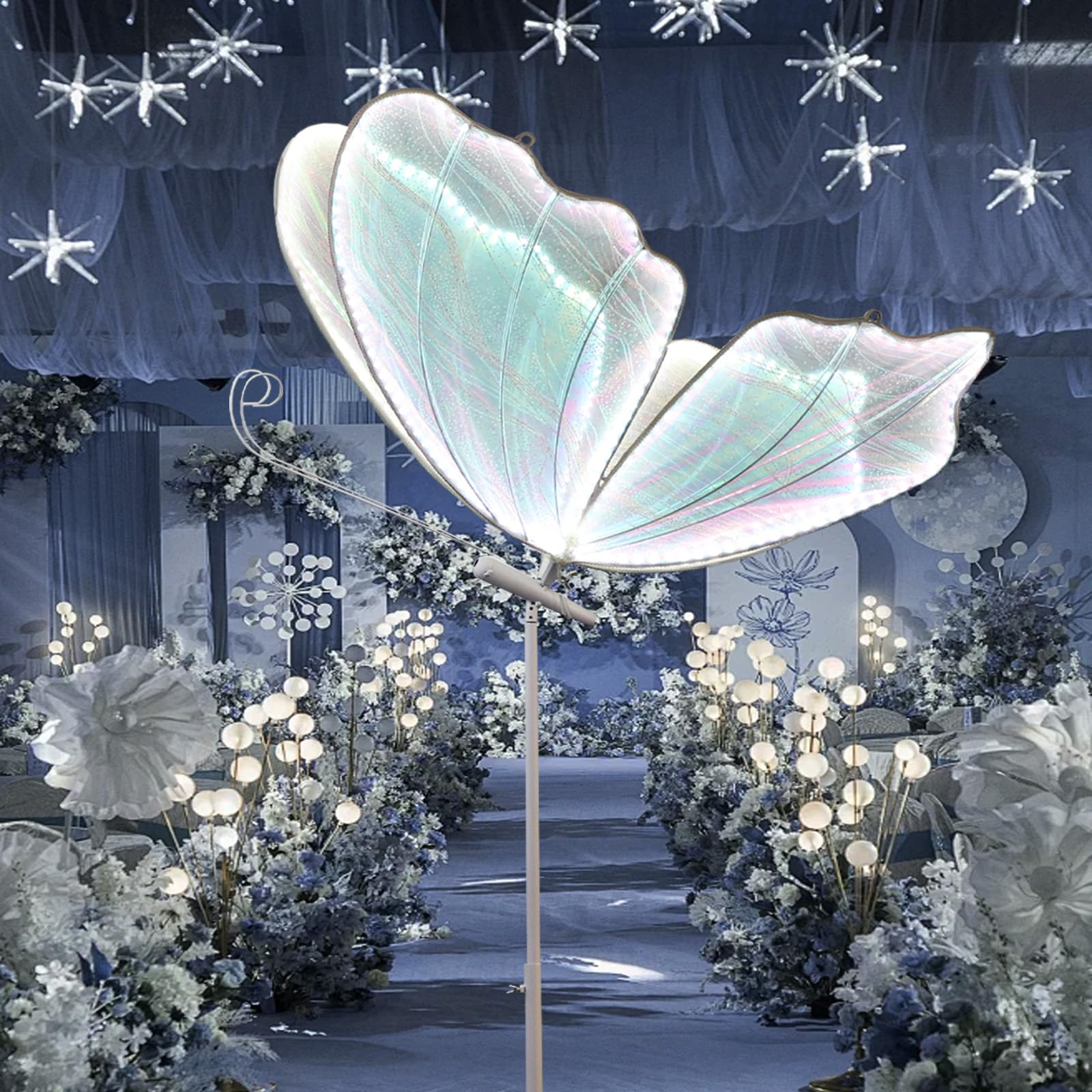 ECGOIOE Wedding Butterfly Floor Lamp, Iron, 80CM/31.5INCH, Colored Silver, Creative Ceiling Hanging Decoration for Events