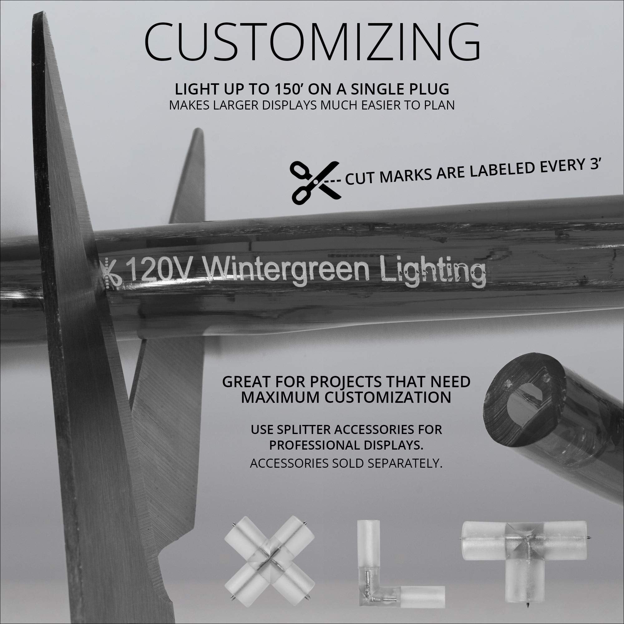 Wintergreen Lighting 150Ft 1800 Led Heavy Duty Rope Light Spool, 120V Etl Indoor Rope Lights Plugin Outdoor Tube Lights ½ Inch, Accessories And Mounting Clips Included, Multicolor