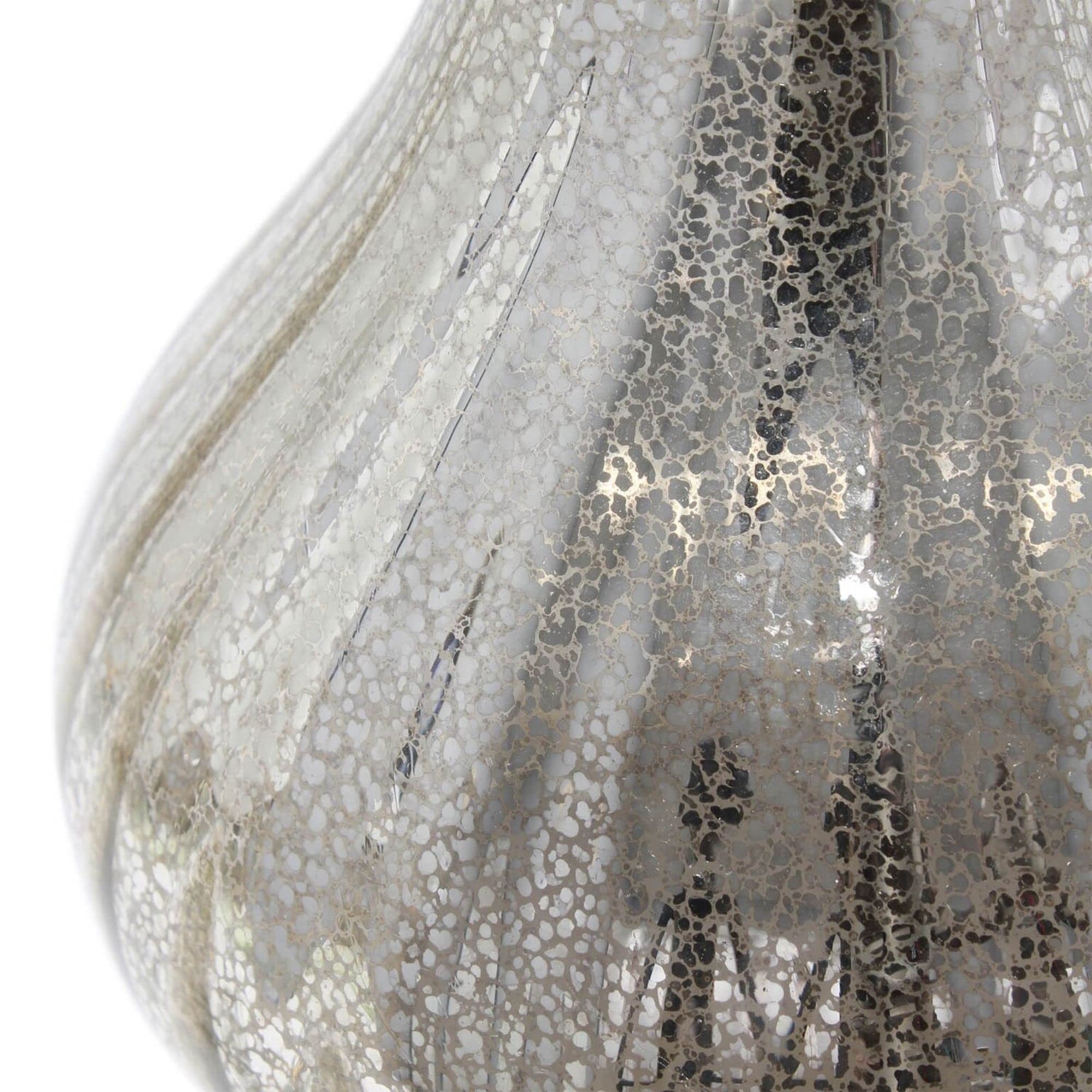 Lalia Home Traditional Speckled Mercury Tear Drop Table Lamp With White Fabric Shade