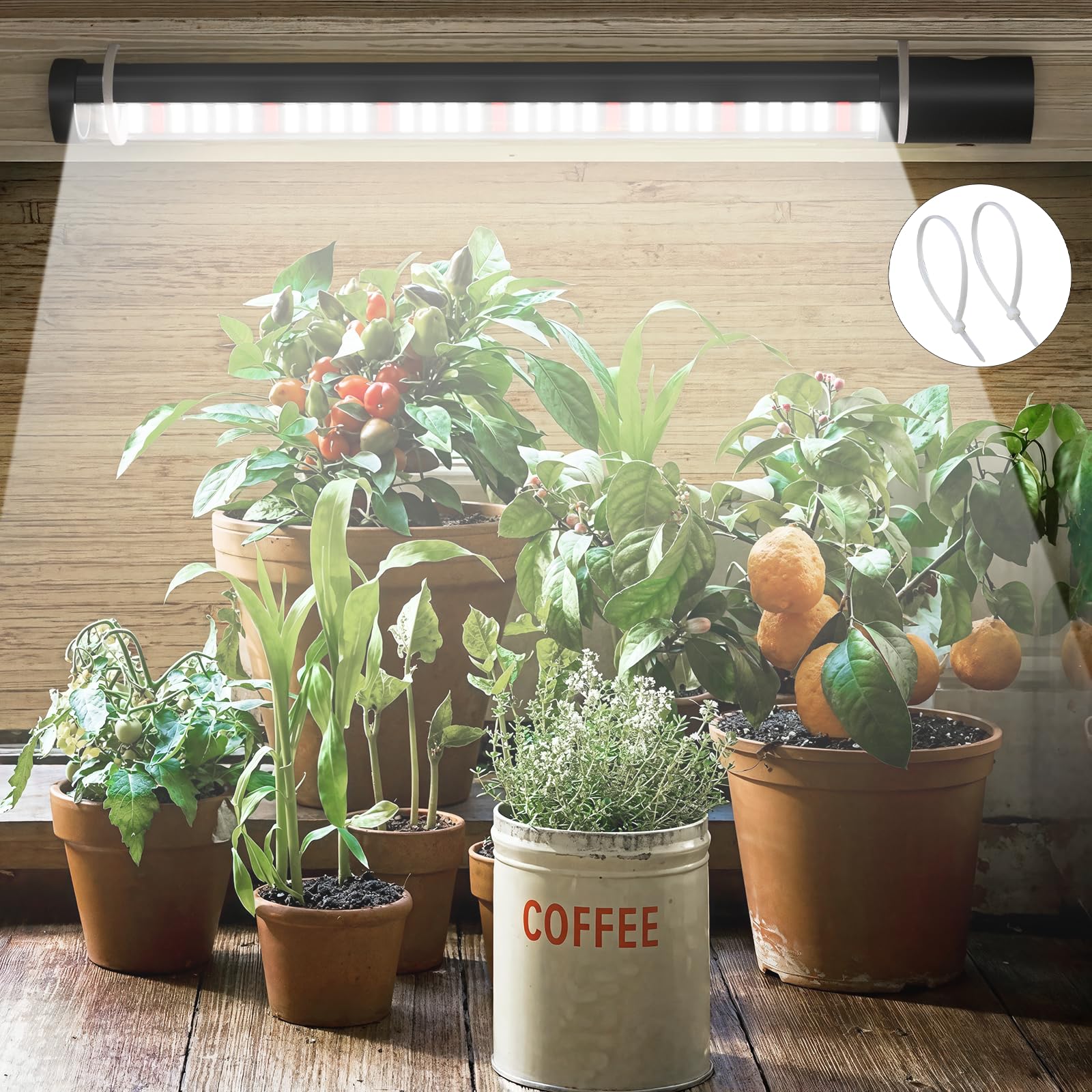 T10 Vertical Grow Light, 6000K Full Spectrum Desktop Plant Light 18.9&quot;,Hung Or Stood, With 3 Modes & 5 Dimming Levels, Suitable Small & Medium Plants Indoors, Auto On Off Timing 4/8/12/18Hrs (1)