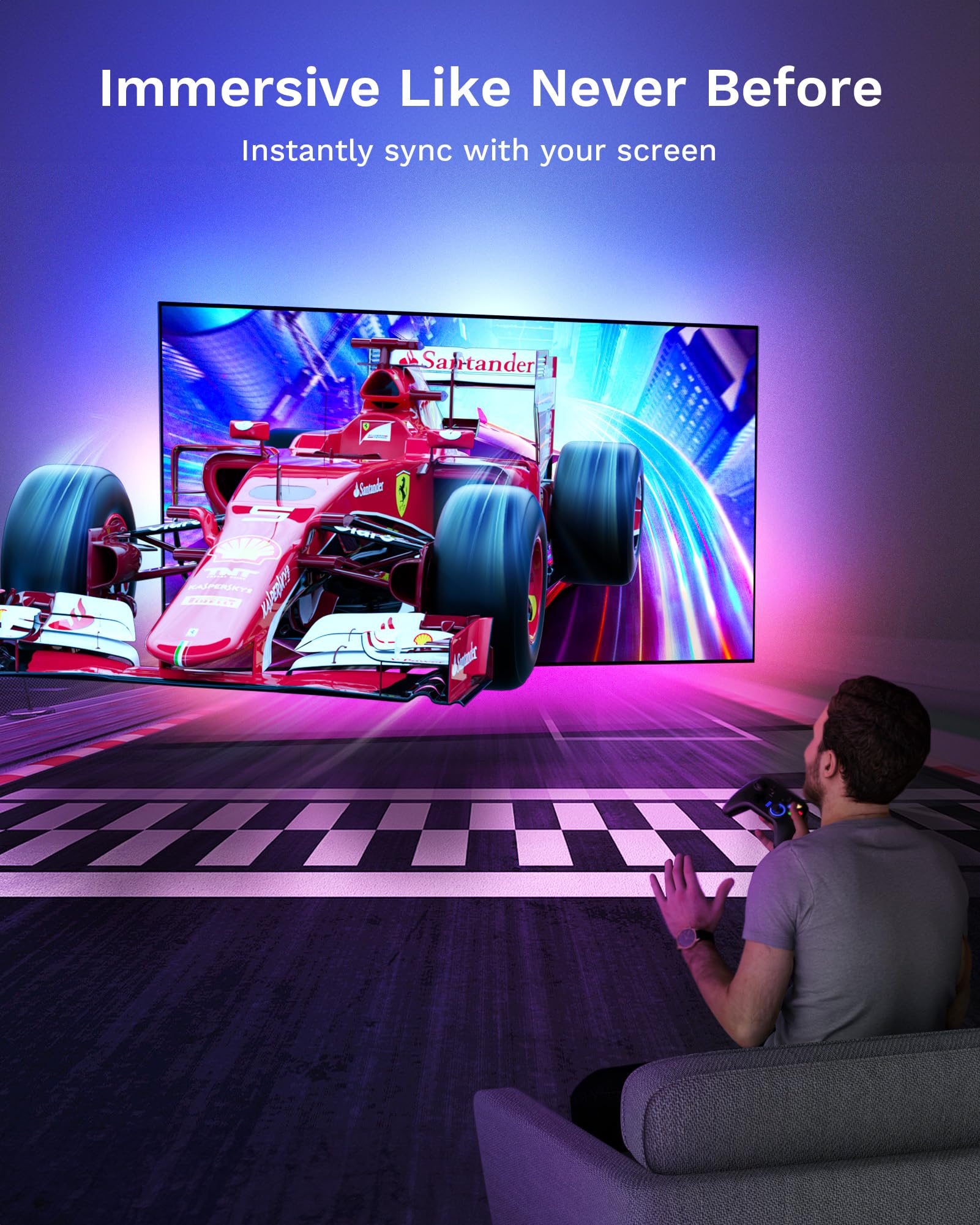 Lytmi TV LED Backlight with HDMI 2.0, RGBIC Sync Lights, For 25-55 Inch TVs, Multicolor, Model LDD31