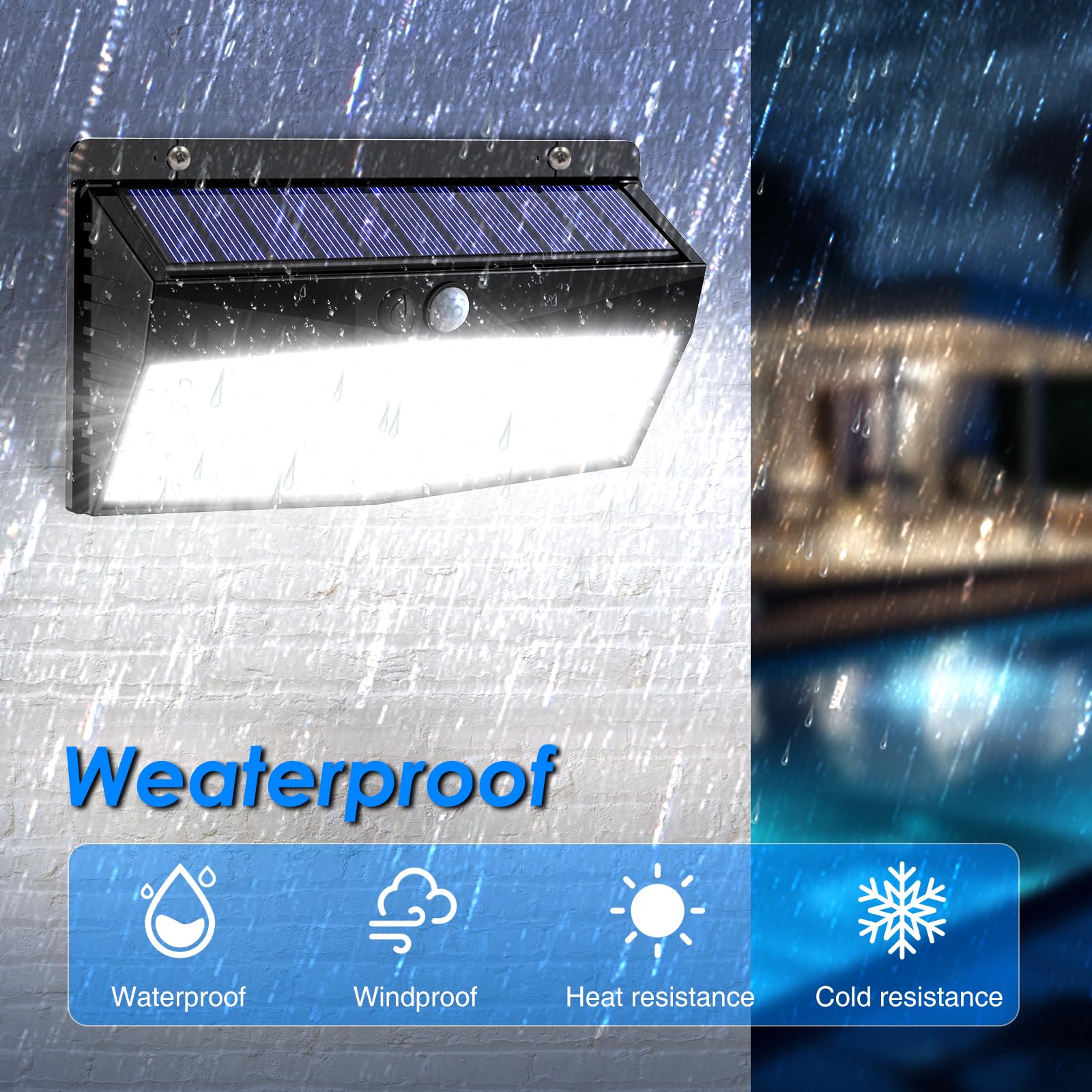 2 Pack 368 Led Solar Lights Outdoor Motion Sensor, Solar Fence Lights With 3 Lighting Modes, Solar Powered Security Lights Water