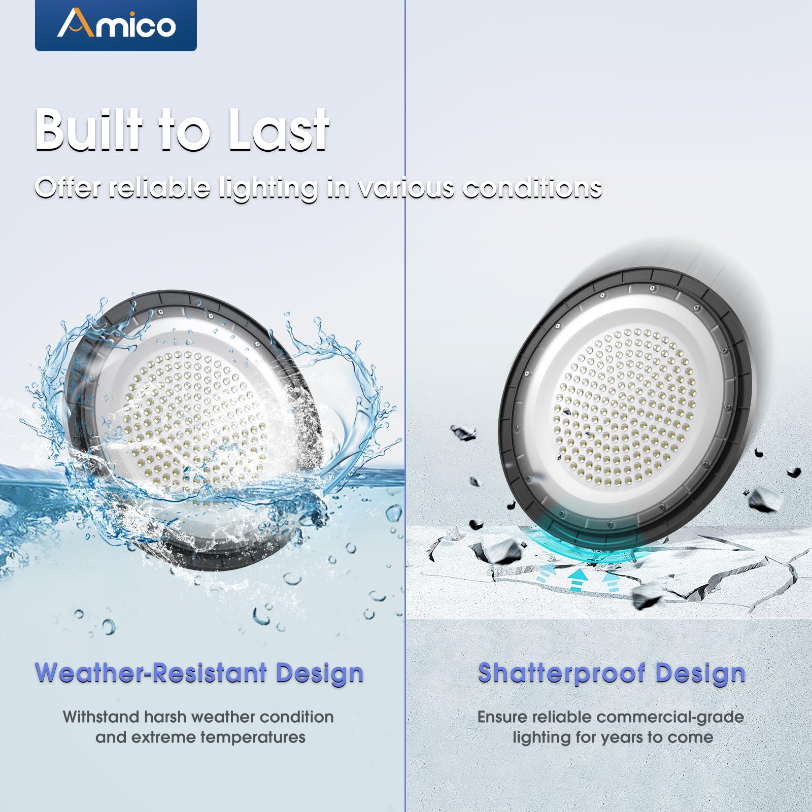 Amico Ufo Led High Bay Light 150W 21000Lm 5000K High Bay Led Shop Lights For Workshop Warehouse Barn With Ul Listed Us Hook 5 Cable Alternative To 650W Mh/Hps For Commercial Lighting Fixture 20 Pack