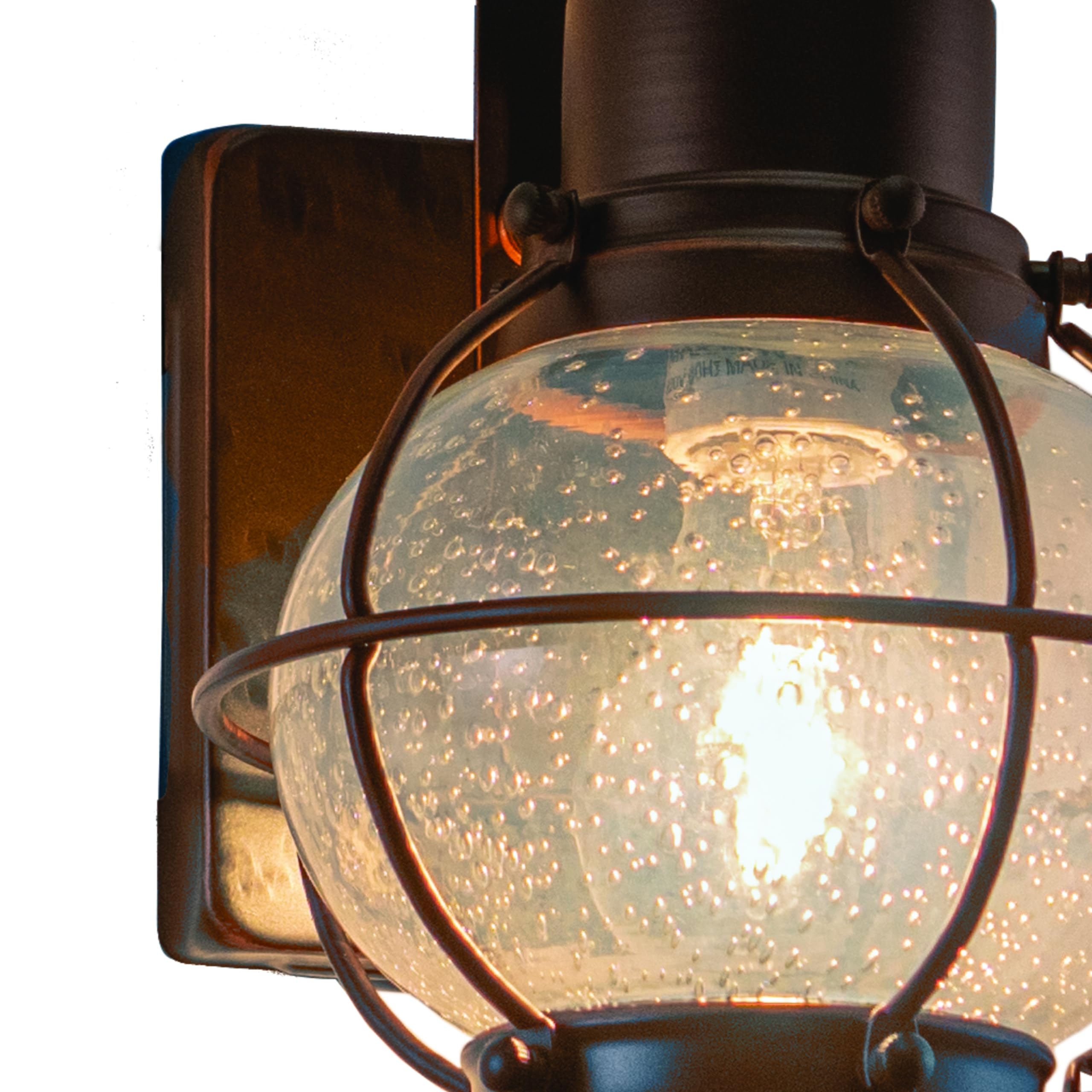 VAXCEL Chatham 1 Light Wall Lantern, Burnished Bronze, 6.5in W, Alloy Steel, Model OW21861BBZ, Coastal Outdoor Lighting, Clear Glass