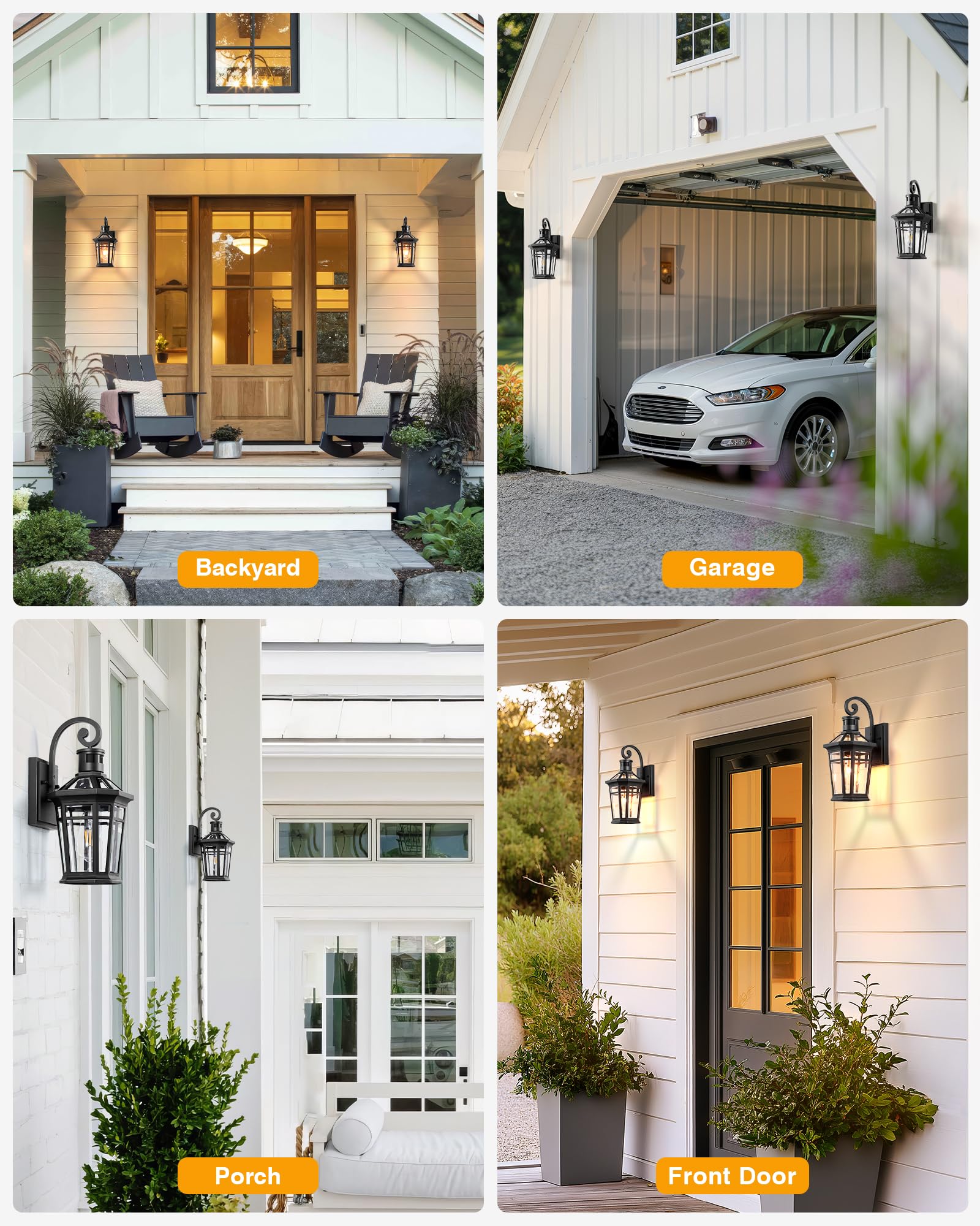 OPAXIS Motion Sensor Outdoor Wall Light, Black Aluminum, 1-Pack, Model P8106, Adjustable Sensor Range, Dusk to Dawn Sconce for Porch/Garage