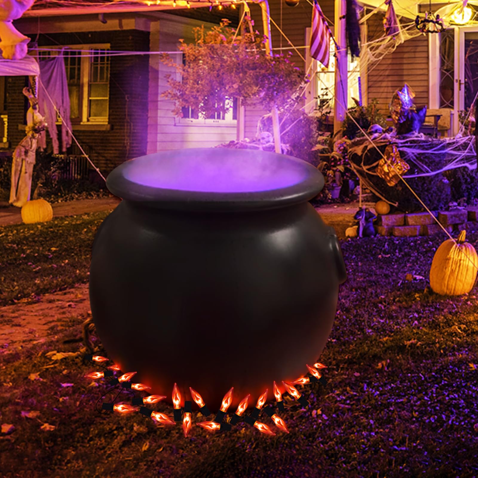 iHeartYard Halloween Flickering Flame String Lights, 10Ft Orange Twinkle Lights for Indoor/Outdoor Decorations, Model DJ141