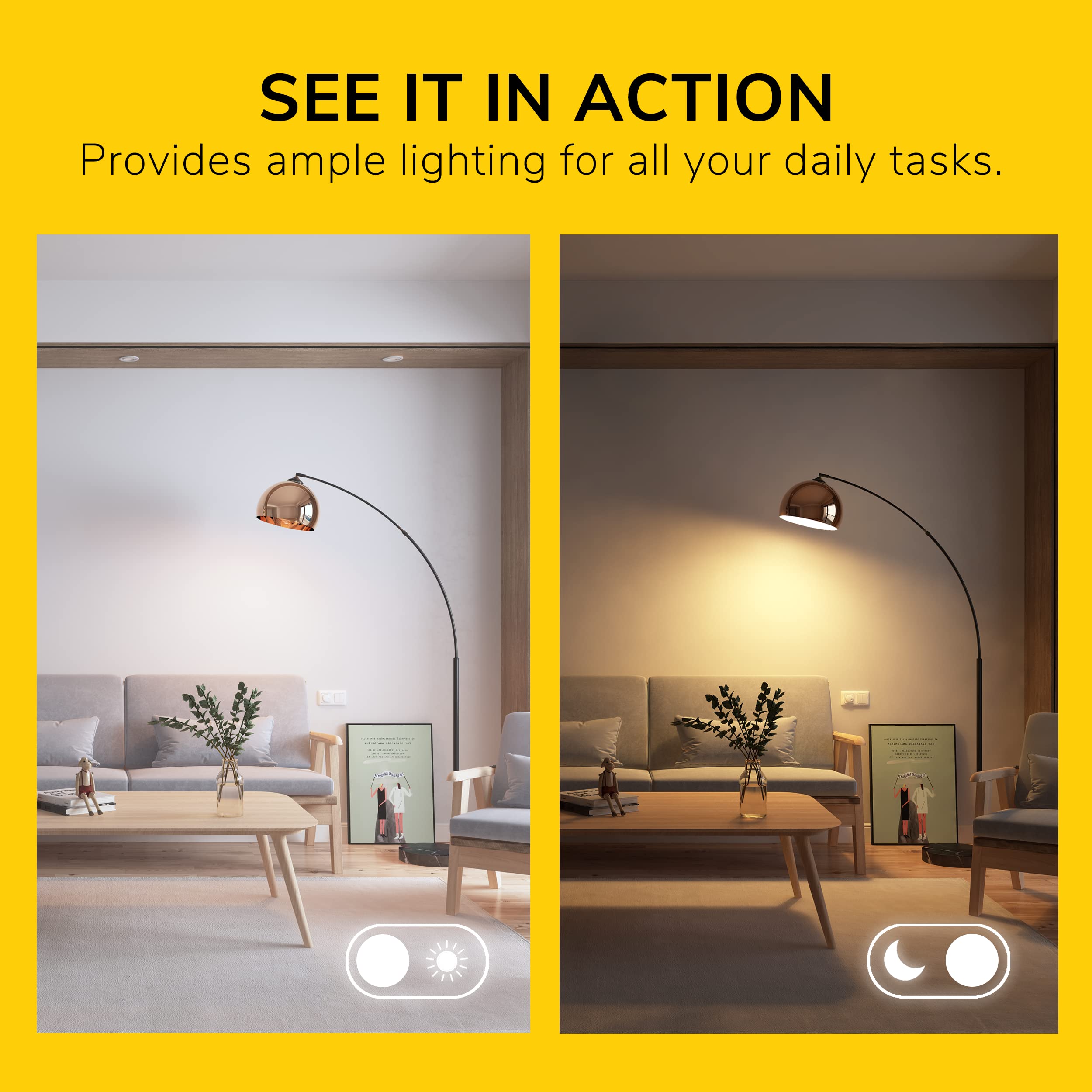 GETINLIGHT 66" Black Metal Arc Floor Lamp with Gold Shade & Marble Base, Model IN-0806-1-BK